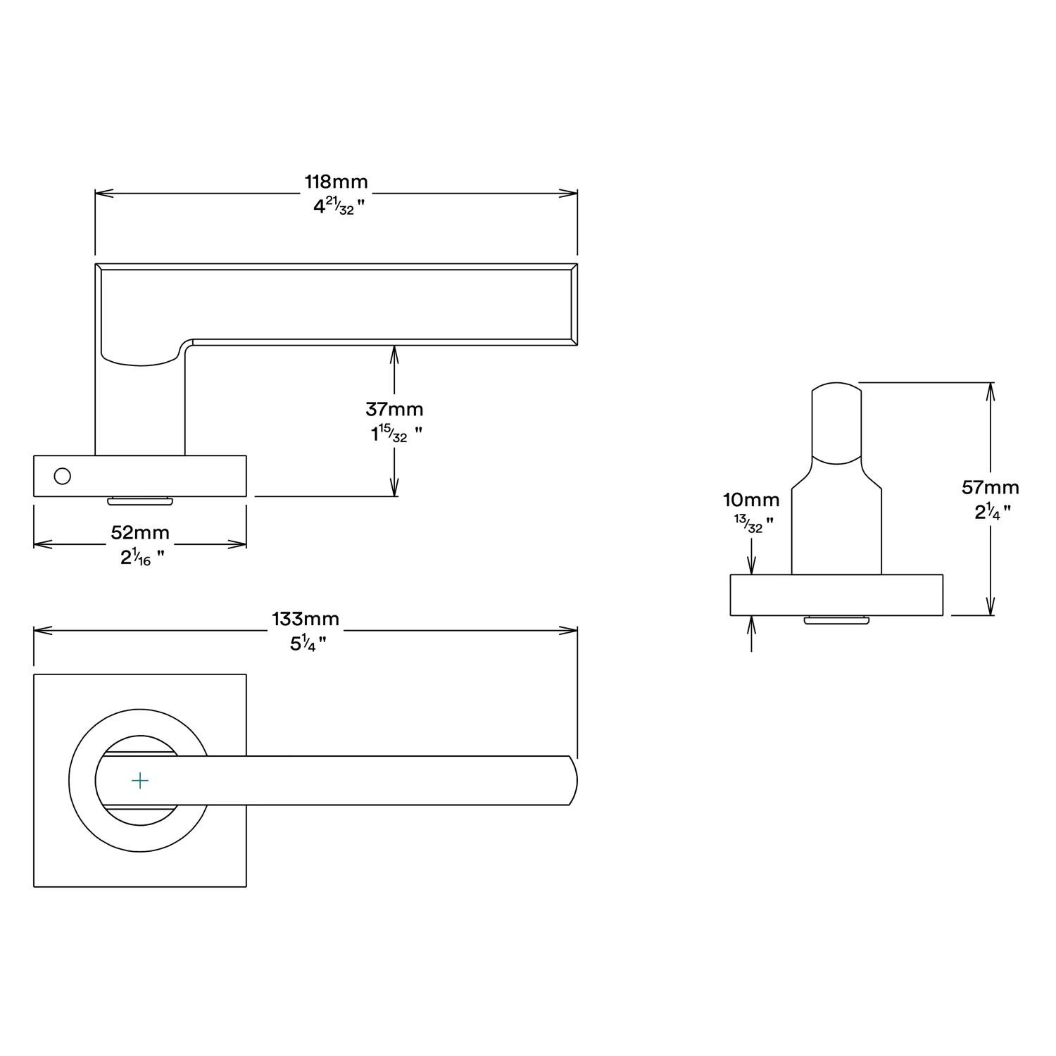 Iver Baltimore Door Lever Handle on Square Rose Passage Kit - Available in Various Finishes - Image 2