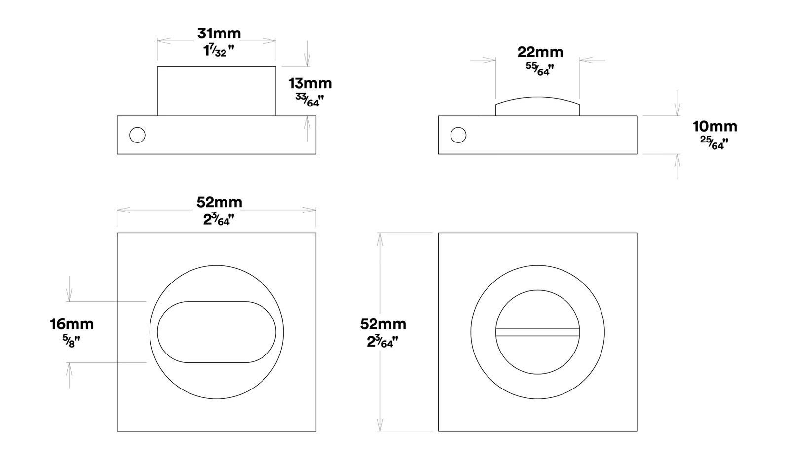 Iver Baltimore Door Lever Handle on Square Rose Privacy Kit - Available in Various Finishes - Image 3