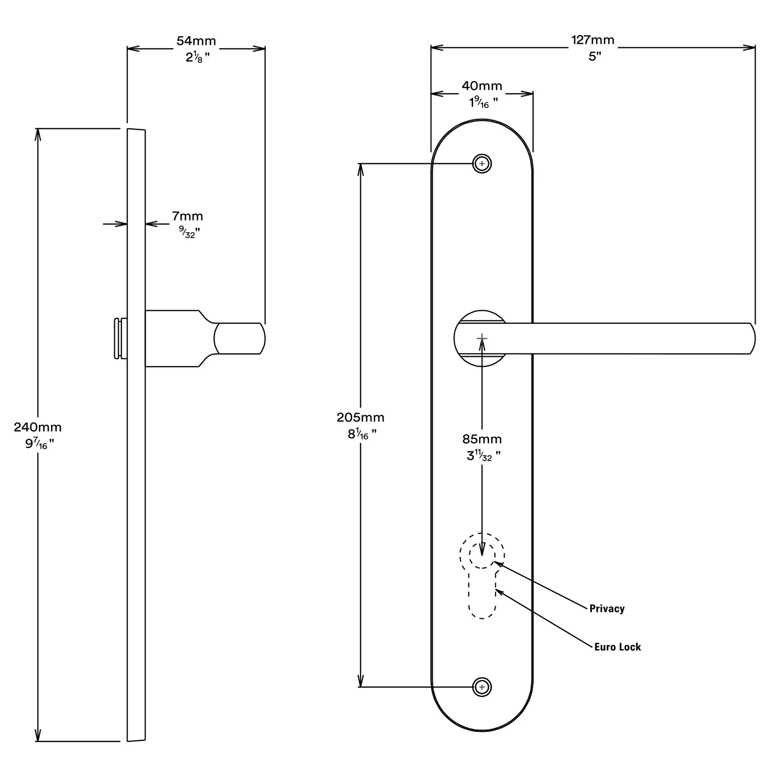 Iver Baltimore Door Lever on Oval Backplate Entrance Kit Key/Thumb - Available on Various Finishes - Image 3
