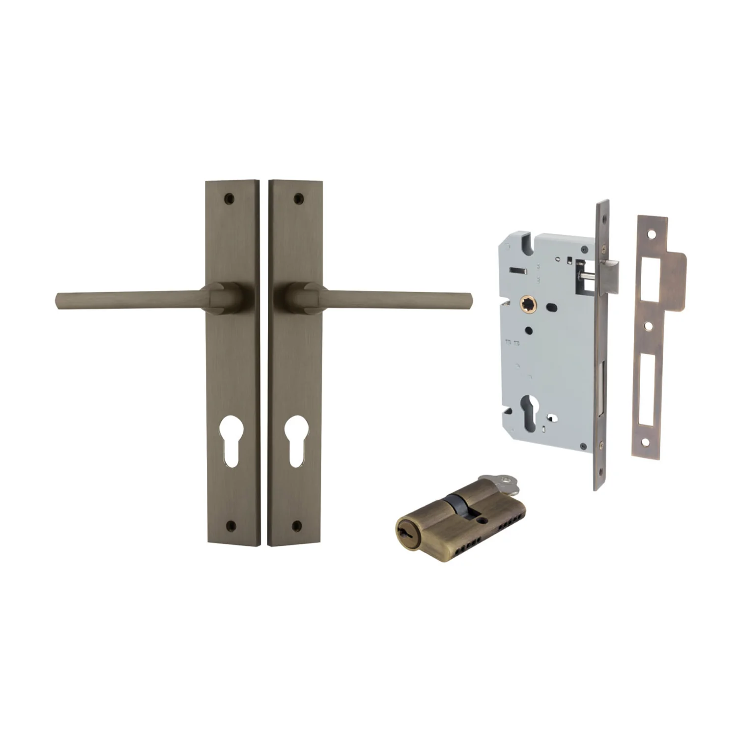 Iver Baltimore Door Lever on Rectangular Backplate Entrance Kit Key/Key - Image 12