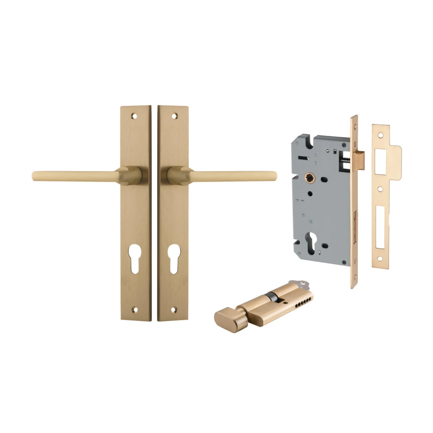 Iver Baltimore Door Lever on Rectangular Backplate Entrance Kit Key/Thumb - Image 6