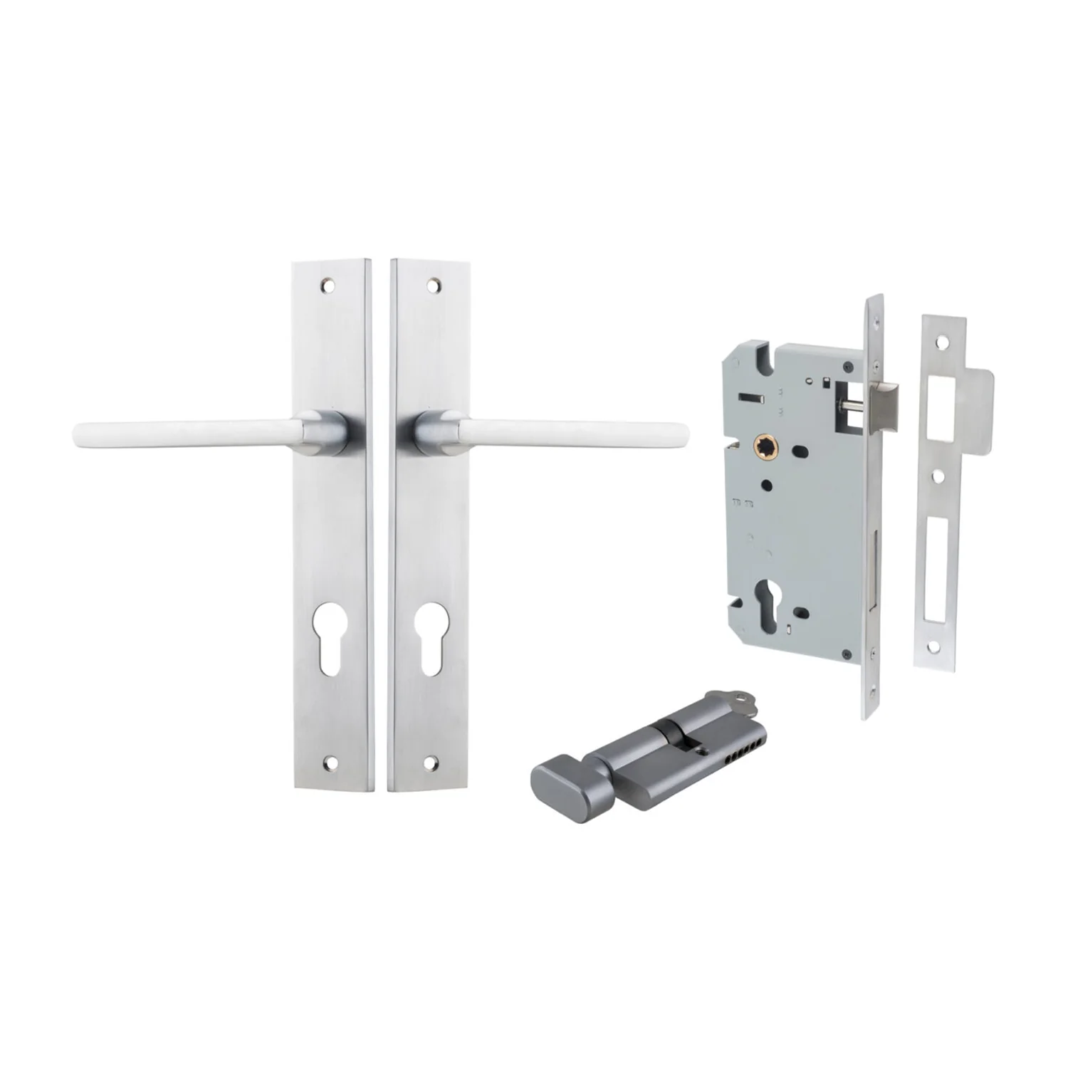 Iver Baltimore Door Lever on Rectangular Backplate Entrance Kit Key/Thumb - Image 7