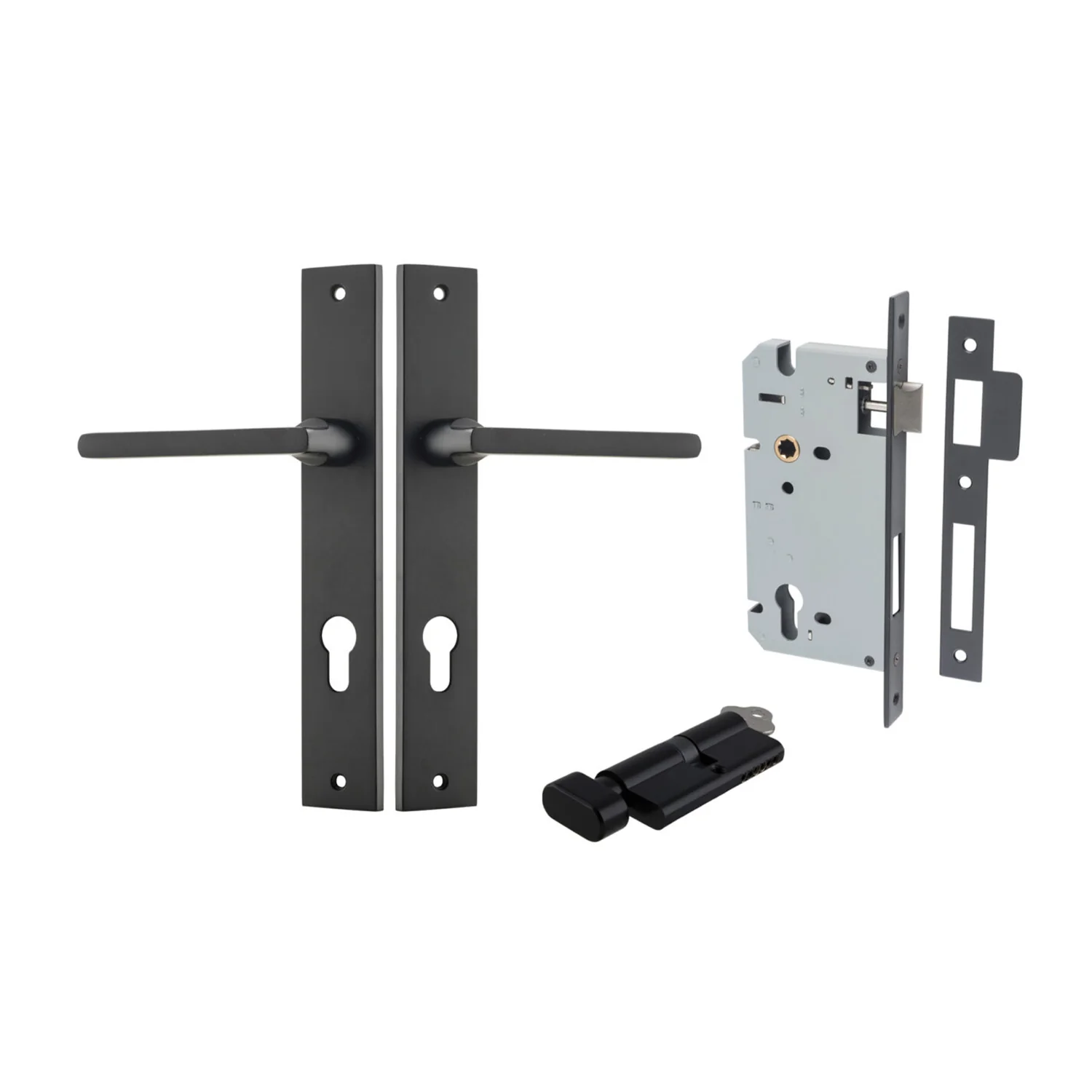 Iver Baltimore Door Lever on Rectangular Backplate Entrance Kit Key/Thumb - Image 8
