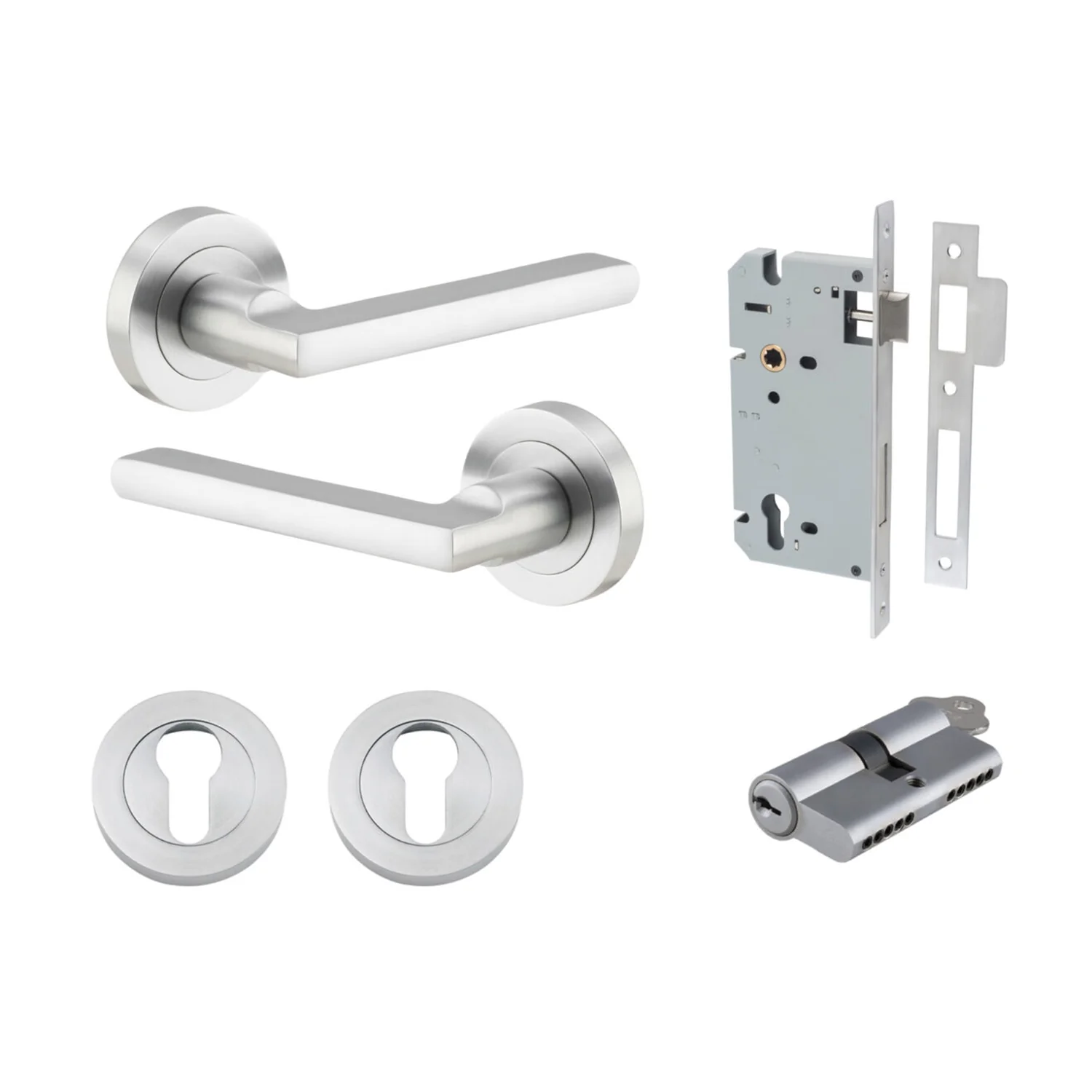 Iver Baltimore Door Lever on Round Rose Pair Entrance Kit Key/Key - Available in Various Finishes - Image 8