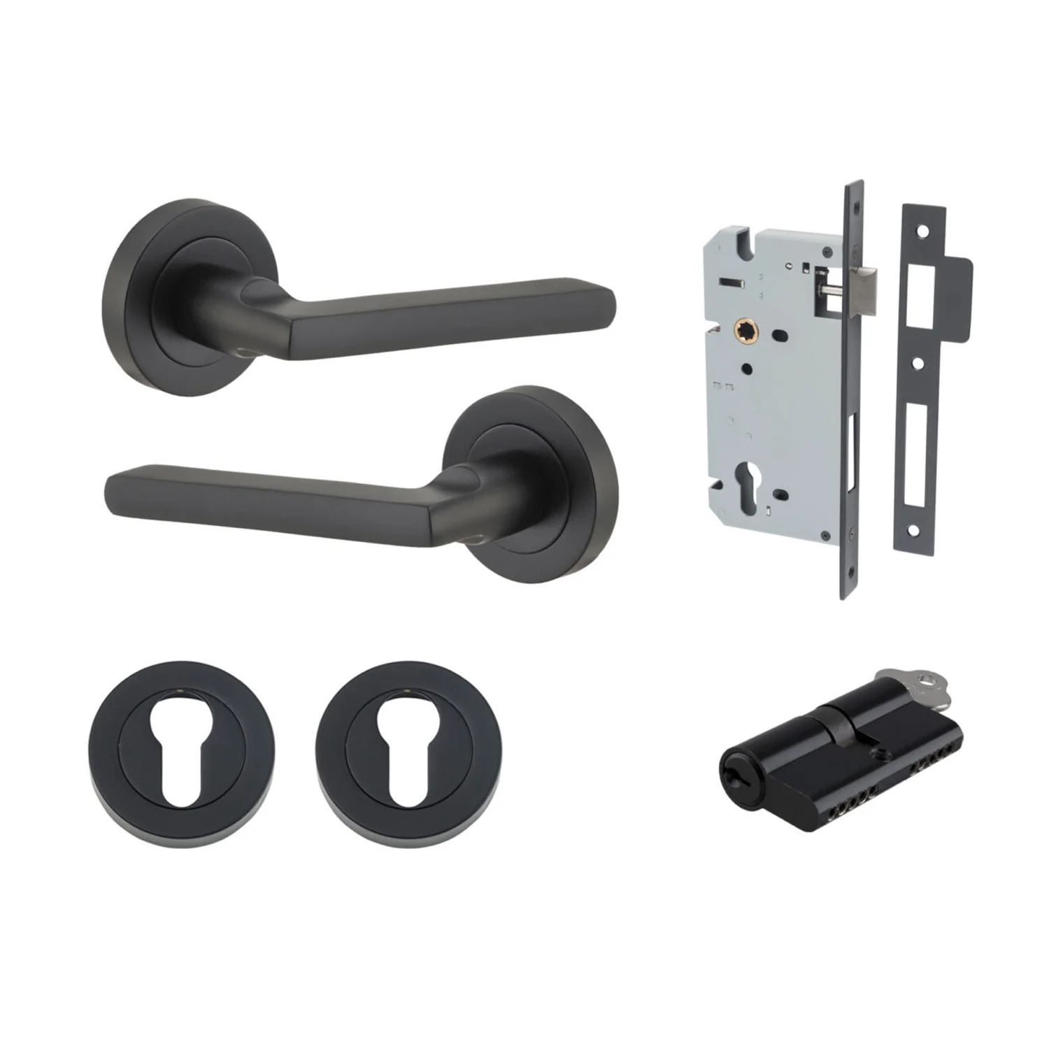 Iver Baltimore Door Lever on Round Rose Pair Entrance Kit Key/Key - Available in Various Finishes - Image 9