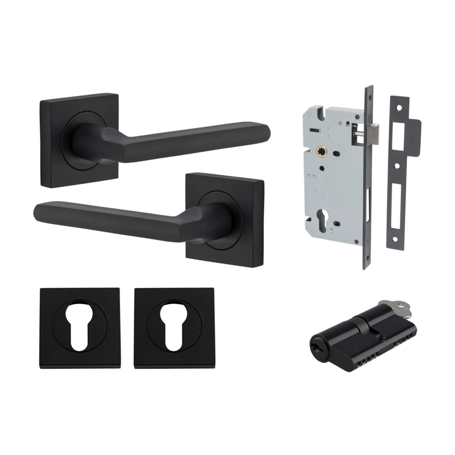Iver Baltimore Door Lever on Square Rose Pair Entrance Kit Key/Key - Available in Various Finishes - Image 9