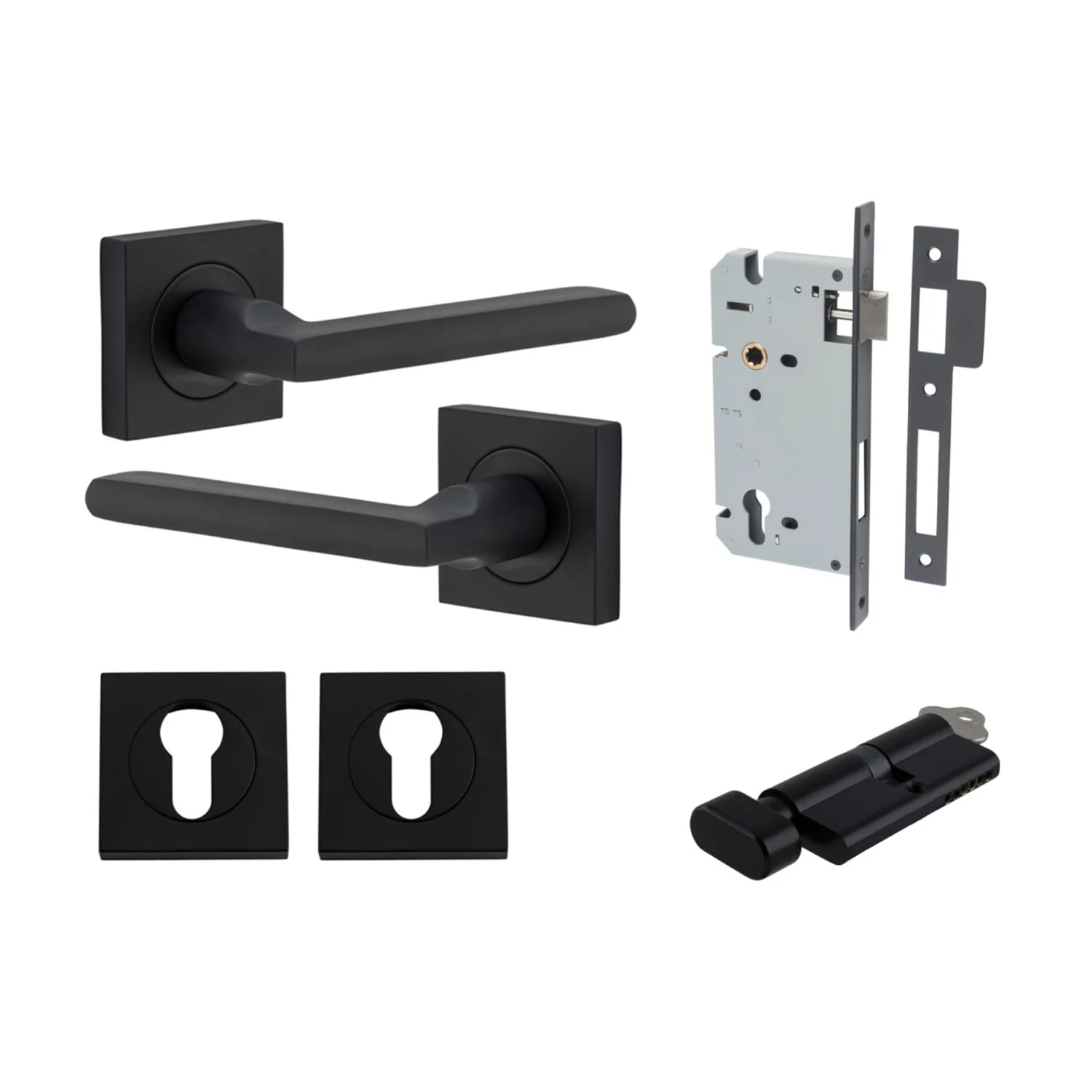 Iver Baltimore Door Lever on Square Rose Pair Entrance Kit Key/Thumb - Available in Various Finishes - Image 9