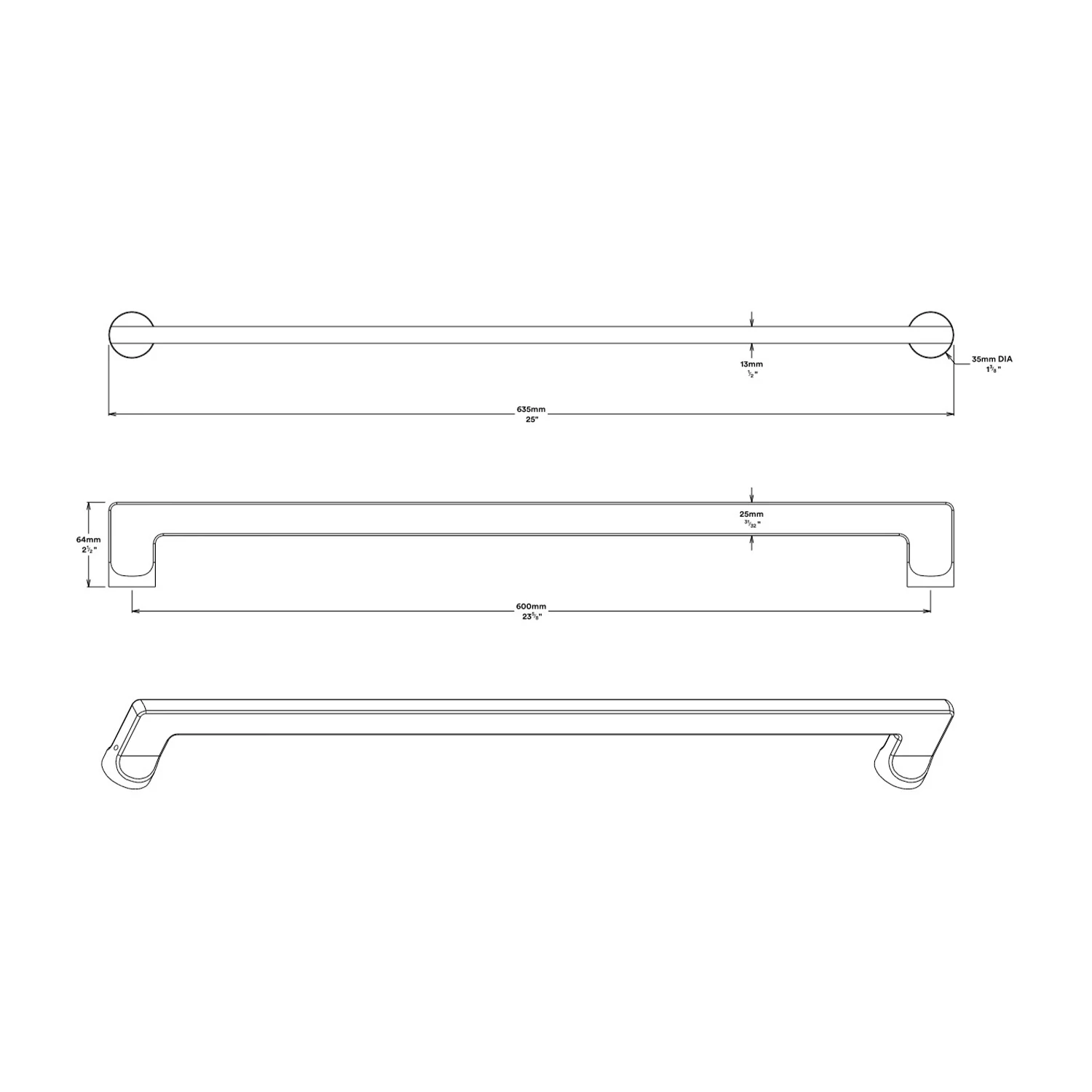 Iver Baltimore Door Pull Handle Entrance Kit Key/Key 600mm - Available in Various Finishes - Image 3