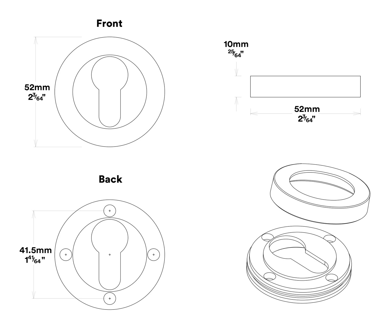 Iver Baltimore Door Pull Handle Entrance Kit Key/Thumb 600mm - Available in Various Finishes - Image 5
