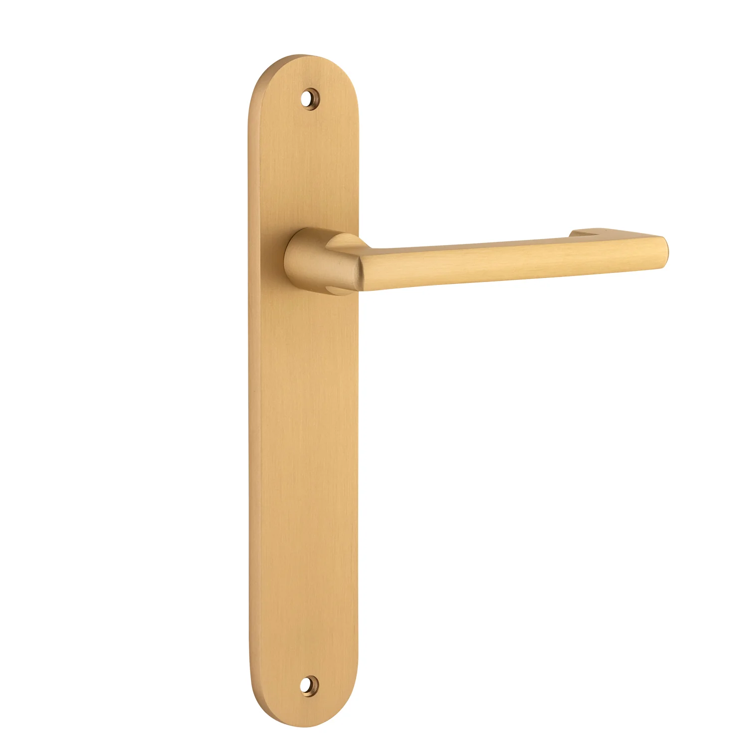 Iver Baltimore Return Door Lever Handle on Oval Backplate Brushed Brass - Image 2