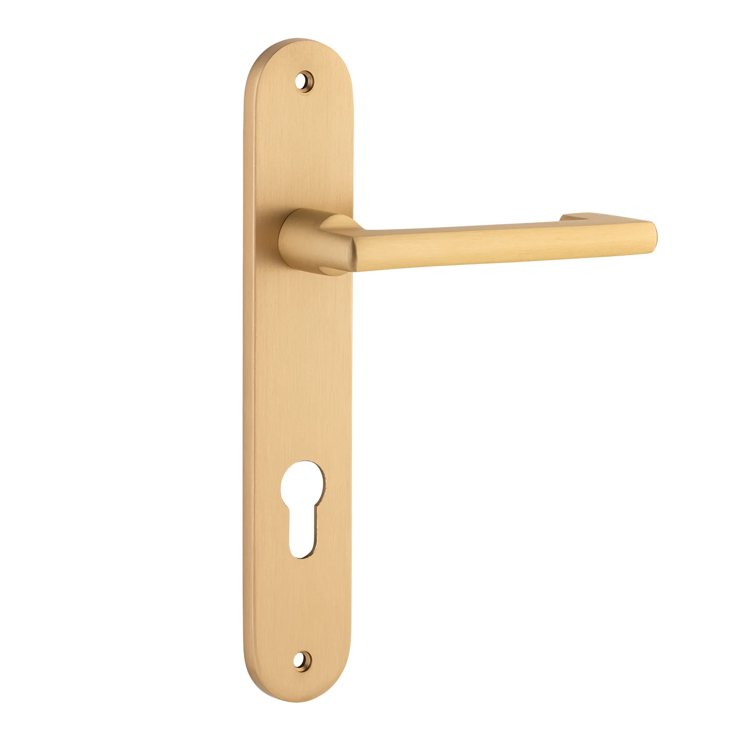 Iver Baltimore Return Door Lever Handle on Oval Backplate Brushed Brass - Image 3