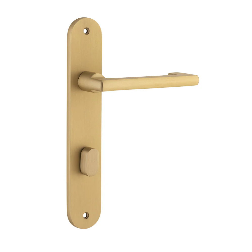 Iver Baltimore Return Door Lever Handle on Oval Backplate Brushed Brass - Image 4