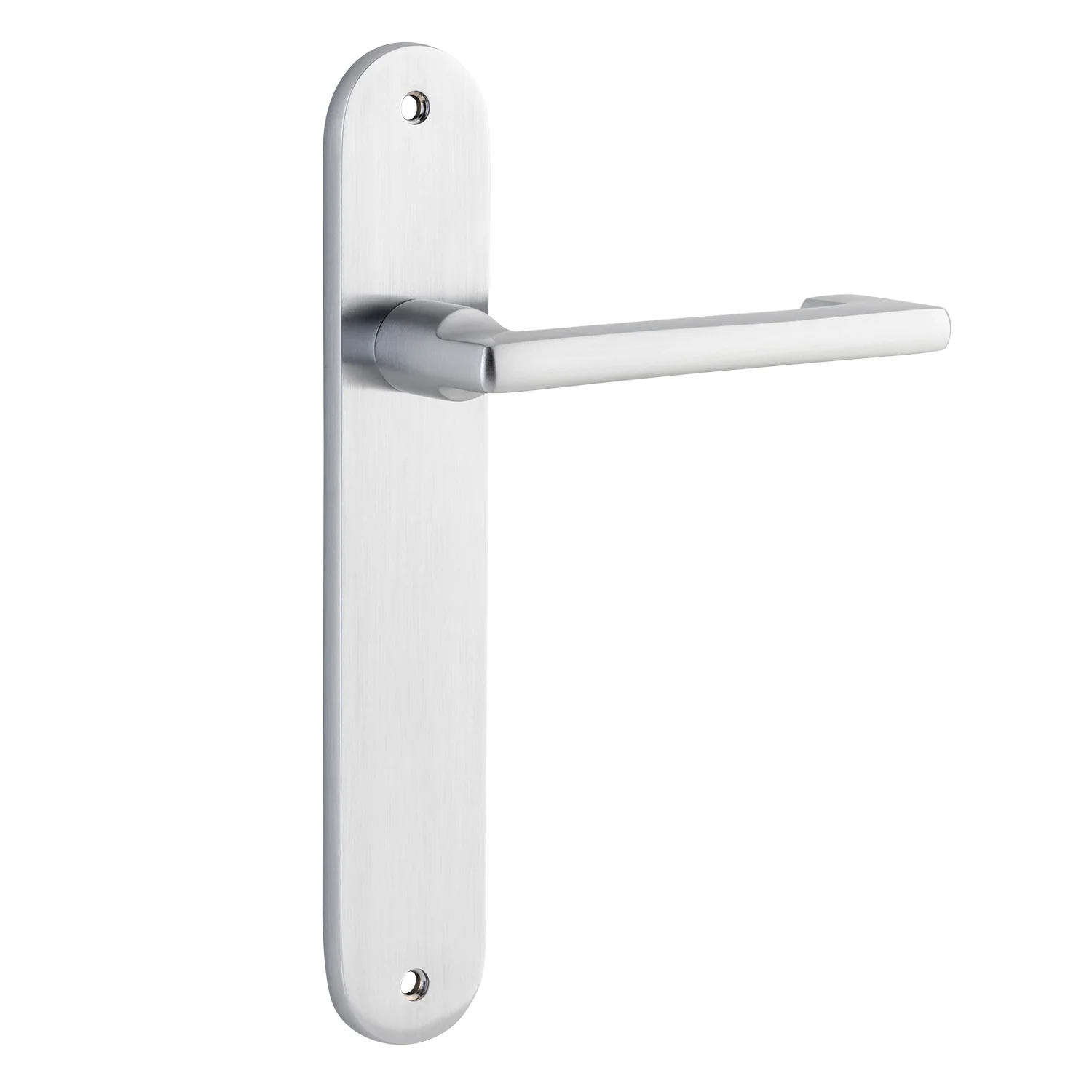 Iver Baltimore Return Door Lever Handle on Oval Backplate Brushed Chrome - Image 2