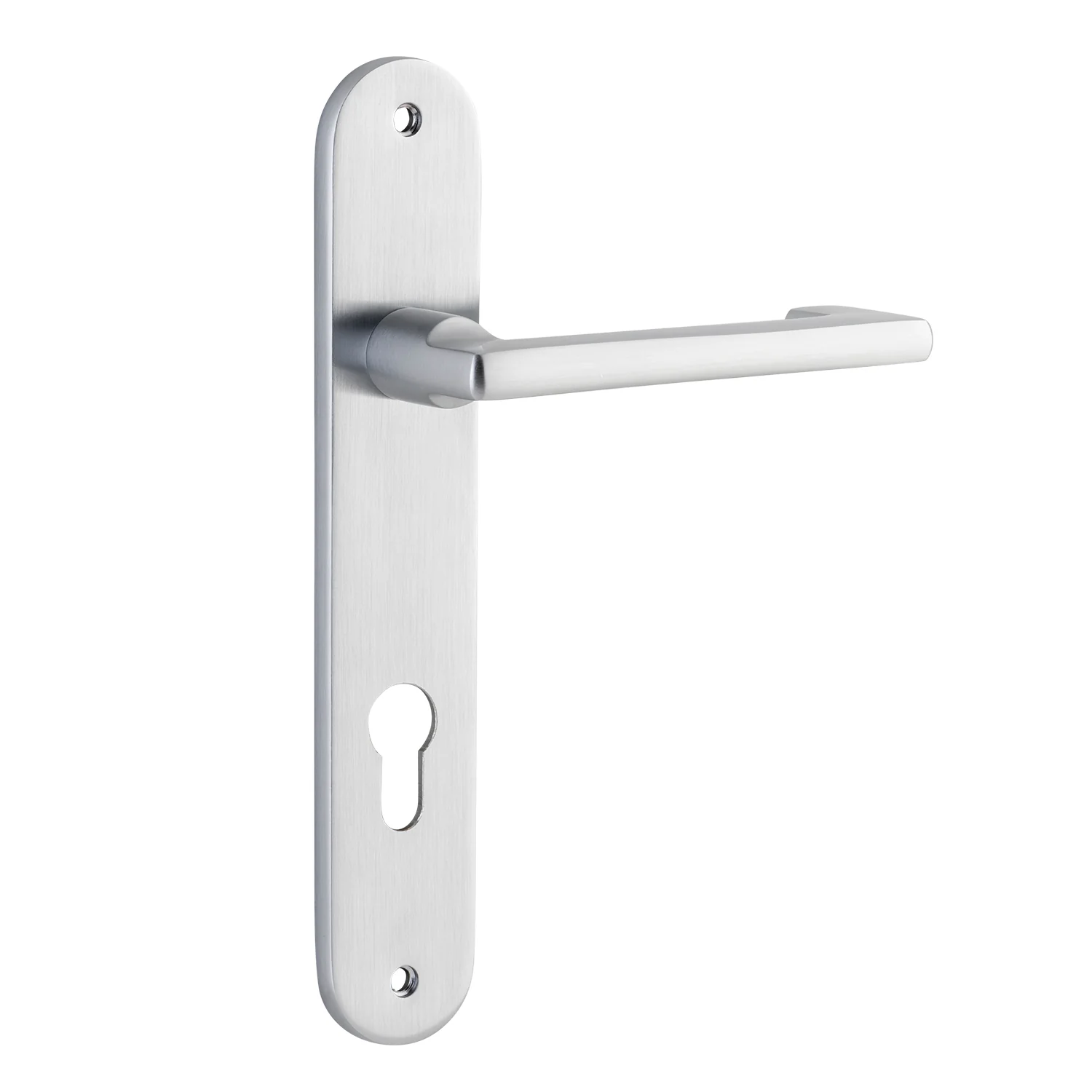 Iver Baltimore Return Door Lever Handle on Oval Backplate Brushed Chrome - Image 3