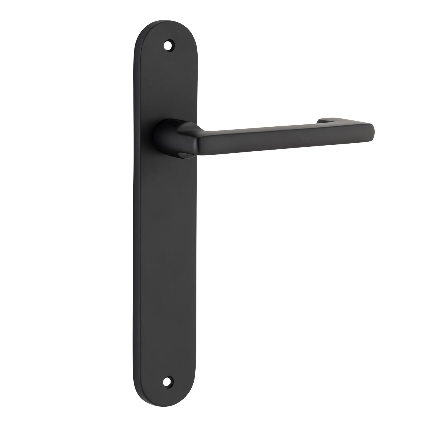 Iver Baltimore Return Door Lever Handle on Oval Backplate Matt Black - Image 2