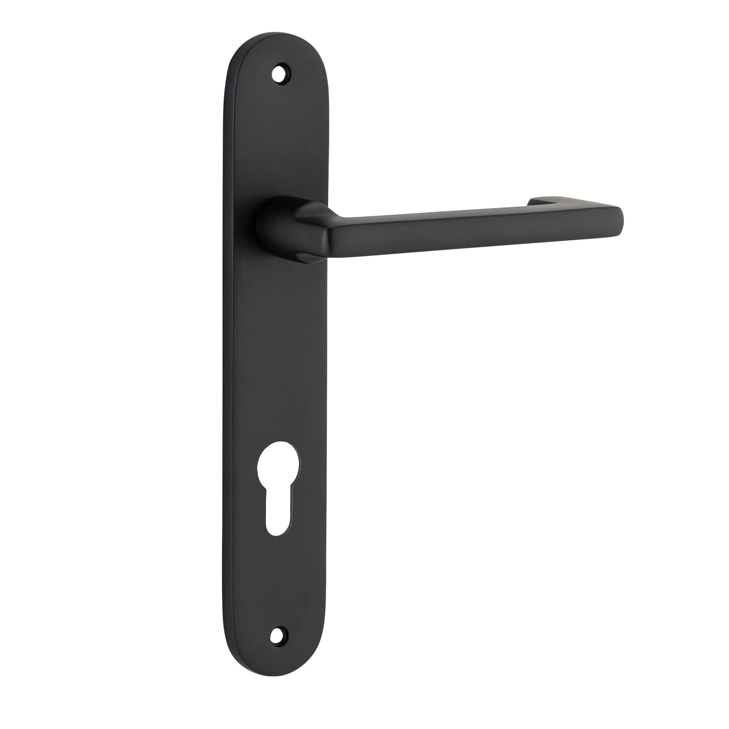 Iver Baltimore Return Door Lever Handle on Oval Backplate Matt Black - Image 3