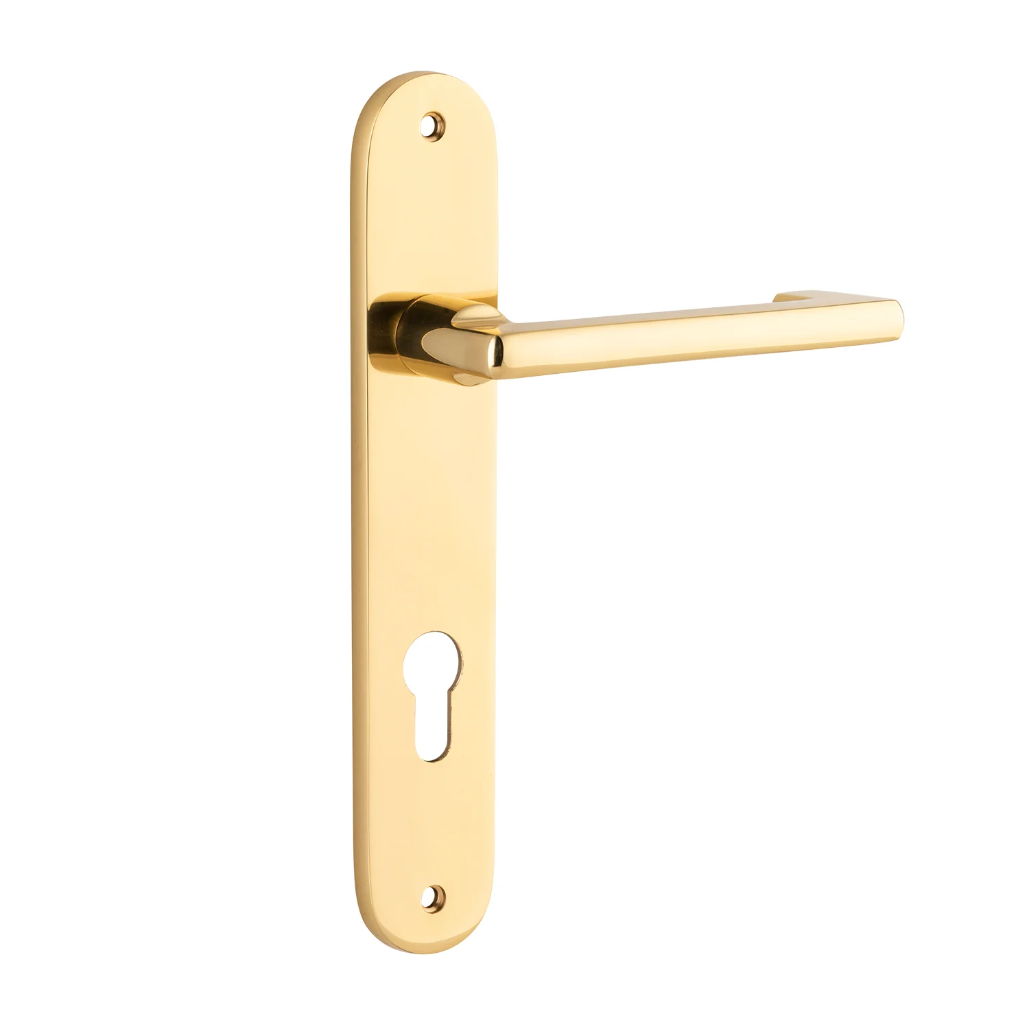 Iver Baltimore Return Door Lever Handle on Oval Backplate Polished Brass - Image 3