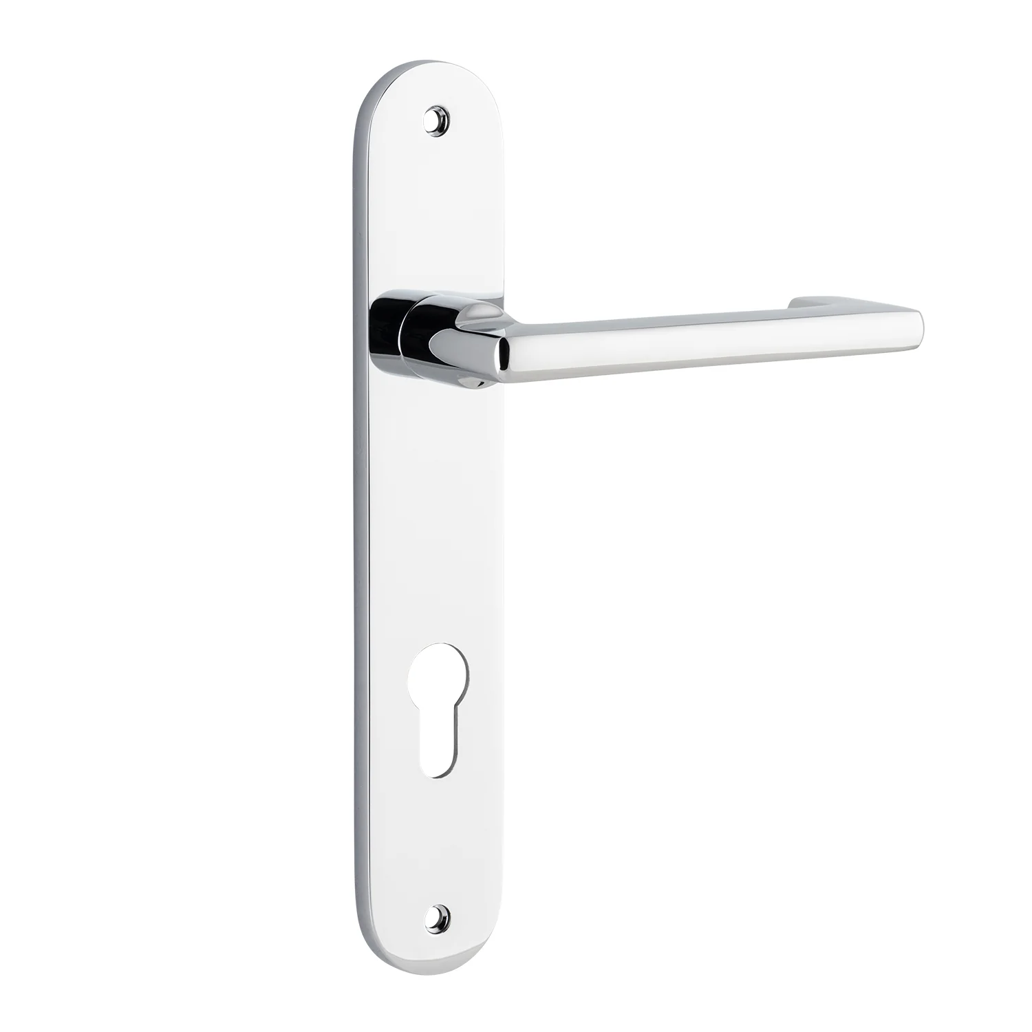 Iver Baltimore Return Door Lever Handle on Oval Backplate Polished Chrome - Image 3