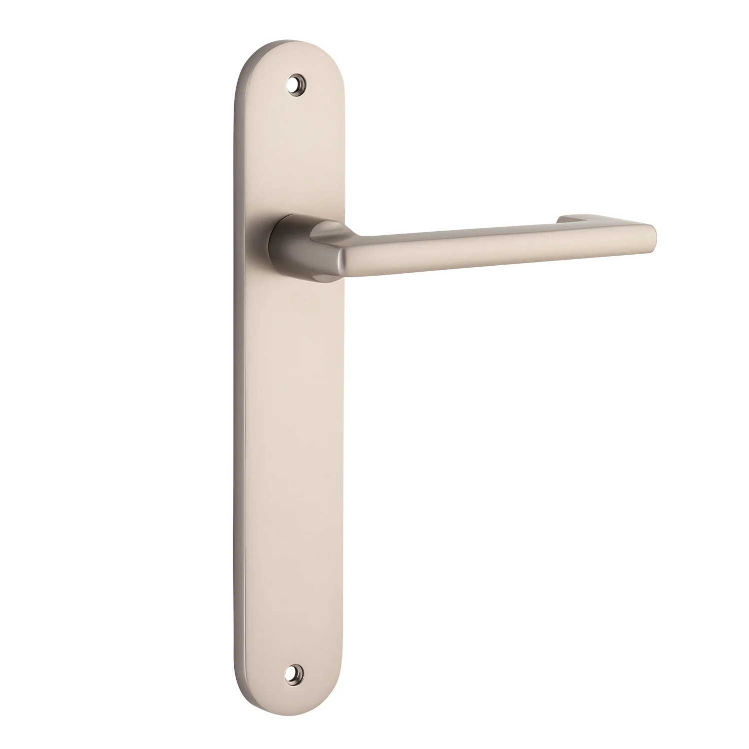 Iver Baltimore Return Door Lever Handle on Oval Backplate Satin Nickel - Image 2