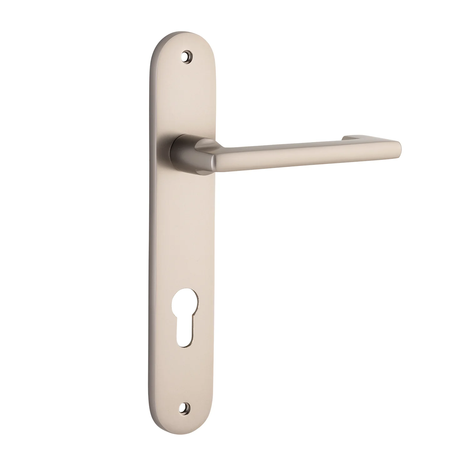Iver Baltimore Return Door Lever Handle on Oval Backplate Satin Nickel - Image 3