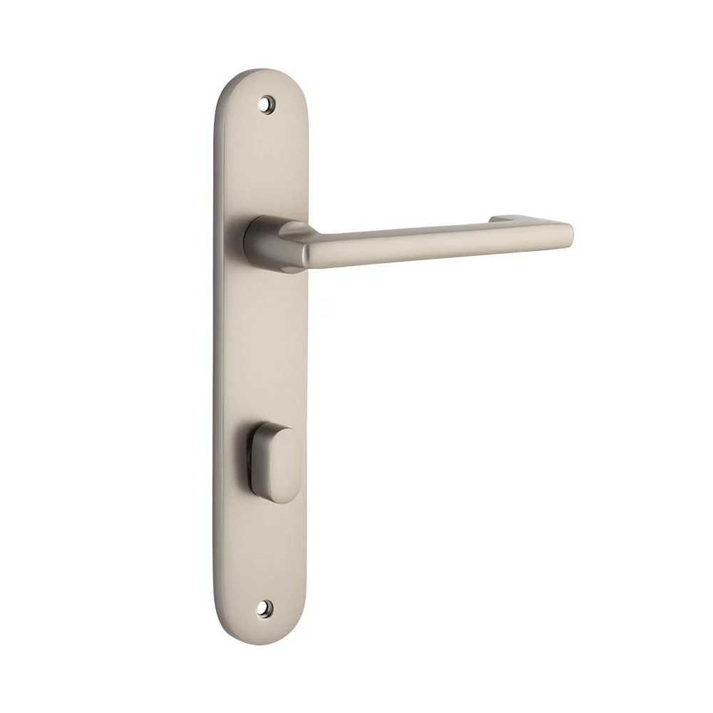 Iver Baltimore Return Door Lever Handle on Oval Backplate Satin Nickel - Image 4
