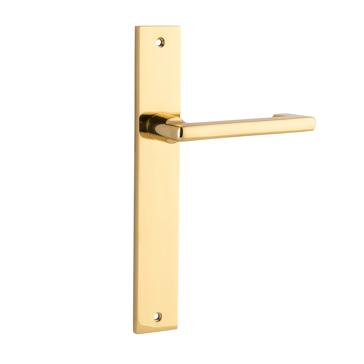 Iver Baltimore Return Door Lever Handle on Rectangular Backplate Polished Brass - Image 2