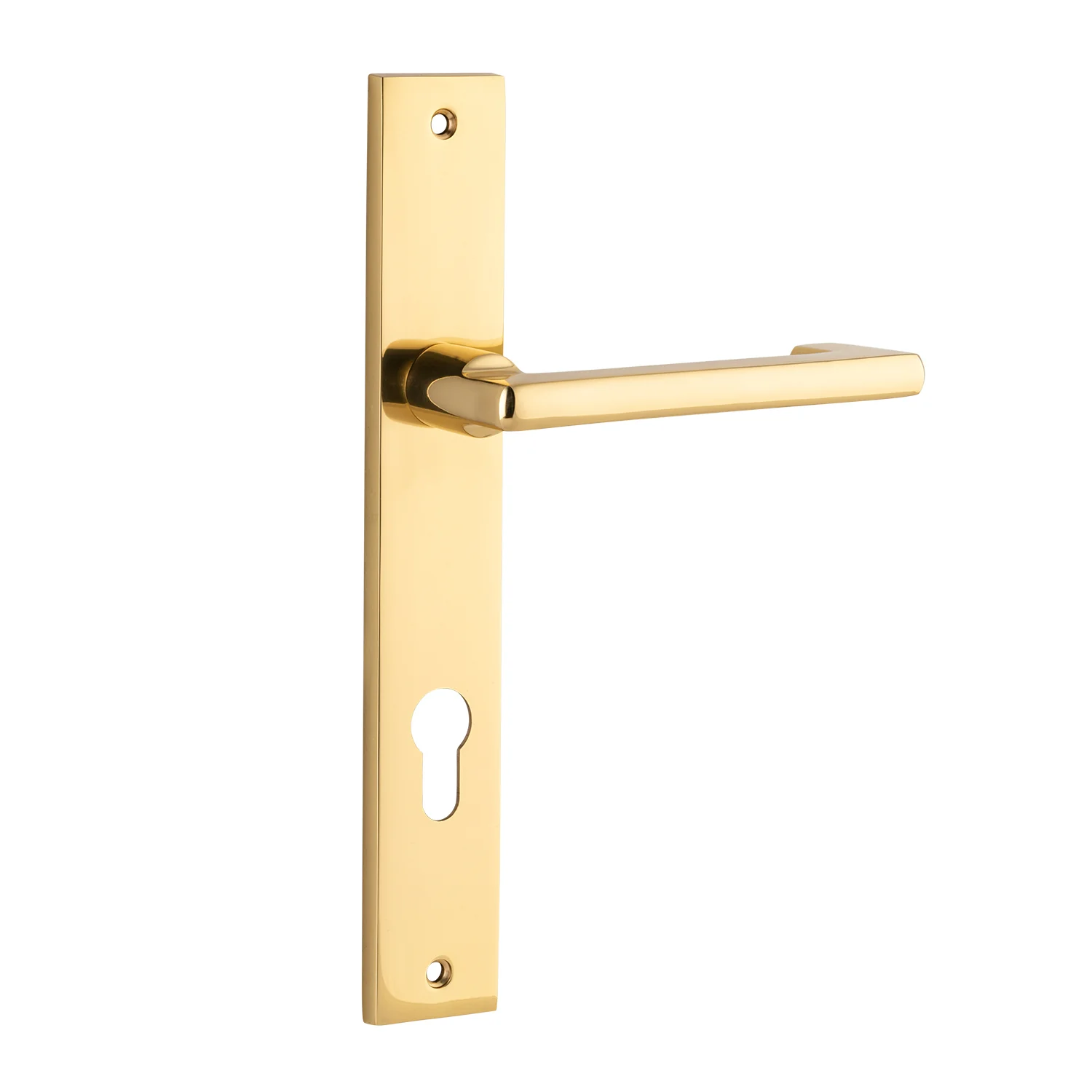 Iver Baltimore Return Door Lever Handle on Rectangular Backplate Polished Brass - Image 3