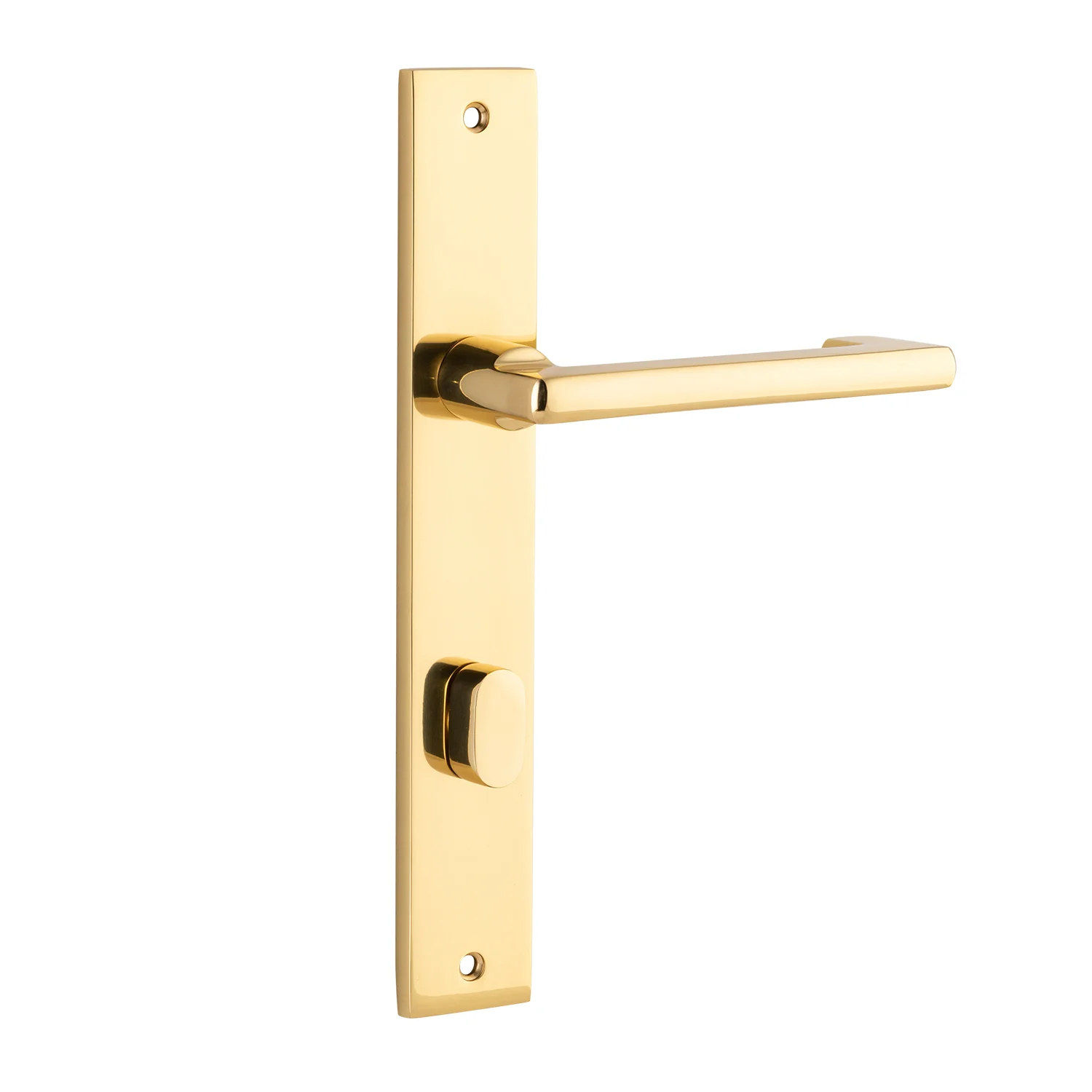 Iver Baltimore Return Door Lever Handle on Rectangular Backplate Polished Brass - Image 4