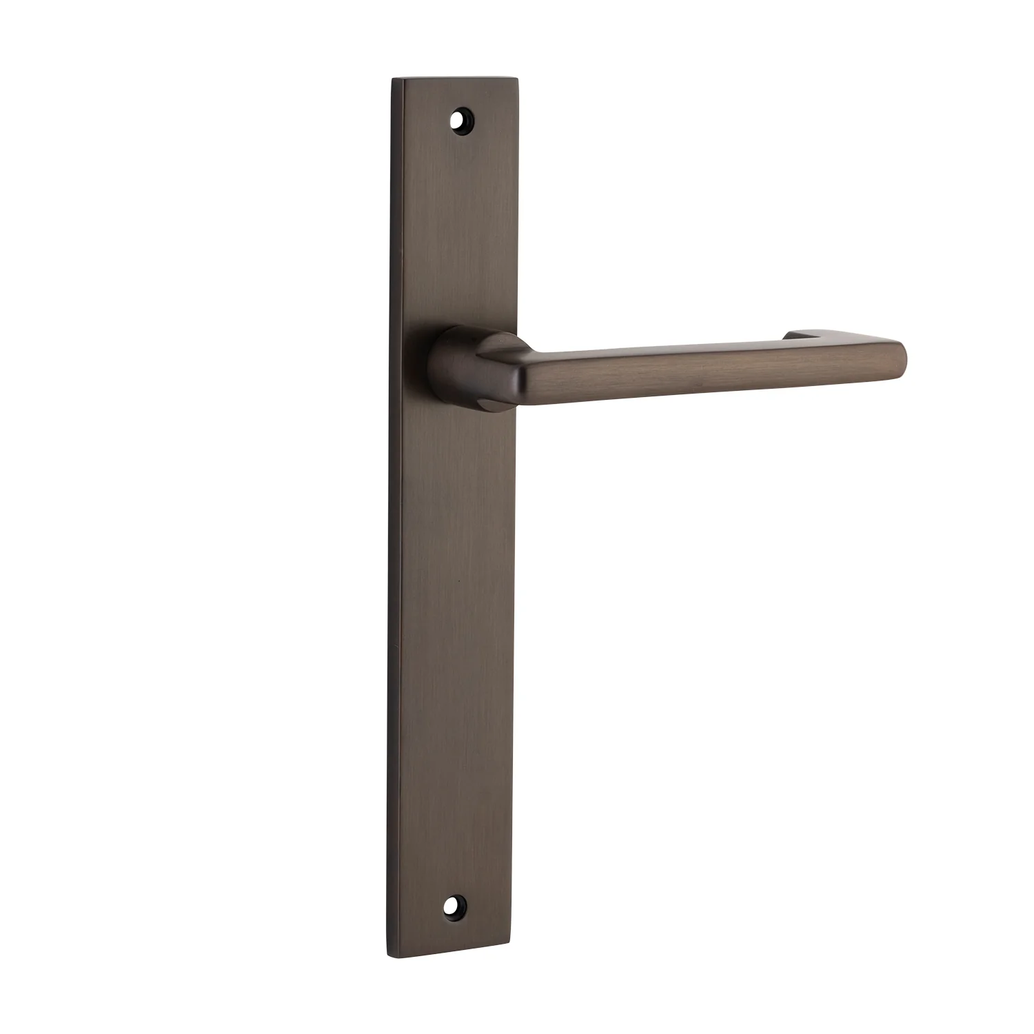 Iver Baltimore Return Door Lever Handle on Rectangular Backplate Signature Brass - Image 2