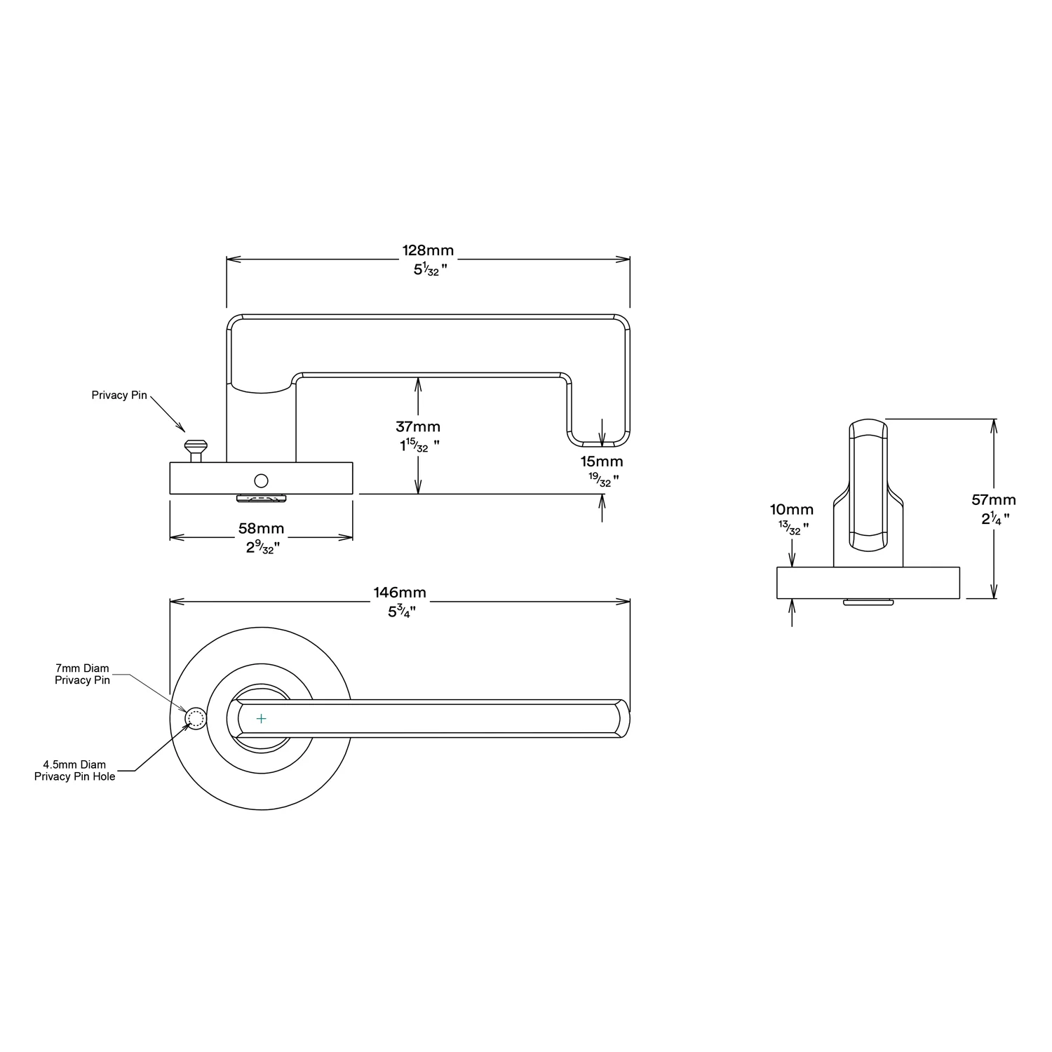Iver Baltimore Return Door Lever Handle on Round Rose Inbuilt Privacy - Image 3