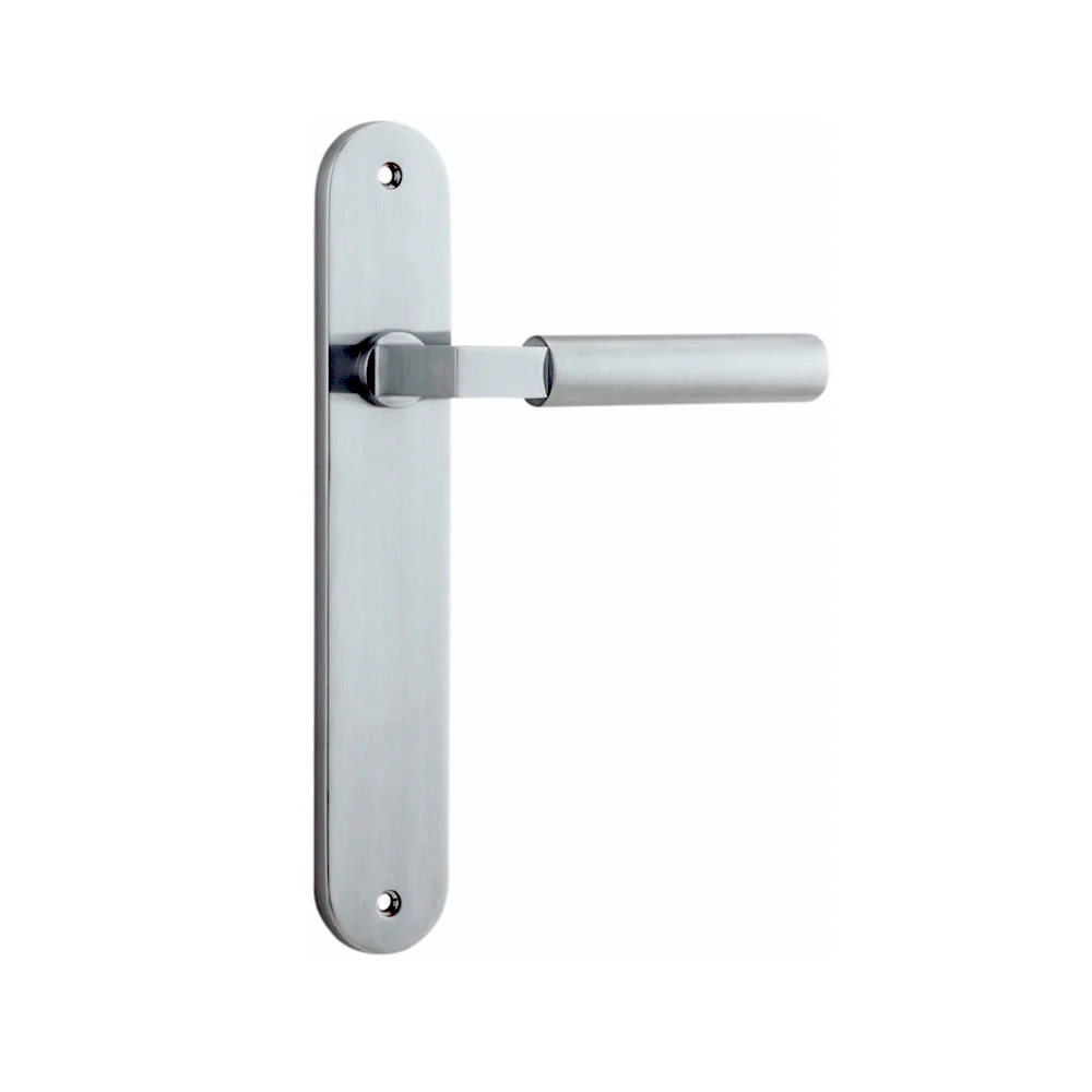 Iver Berlin Door Lever Handle on Oval Backplate Brushed Chrome - Image 4