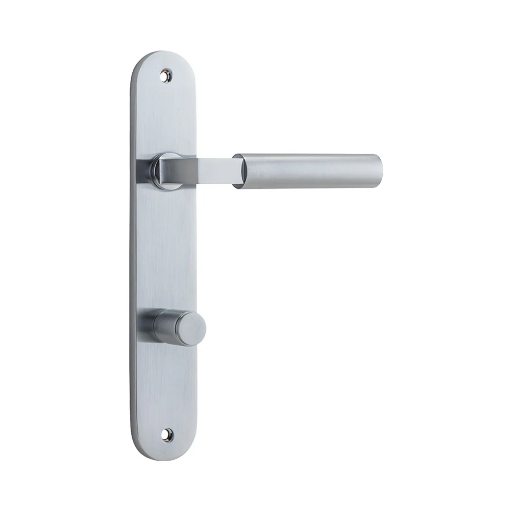 Iver Berlin Door Lever Handle on Oval Backplate Brushed Chrome - Image 6