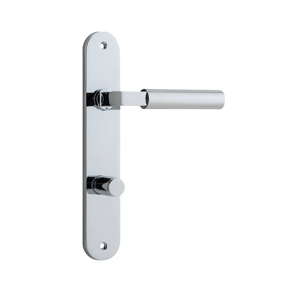 Iver Berlin Door Lever Handle on Oval Backplate Polished Chrome - Image 6
