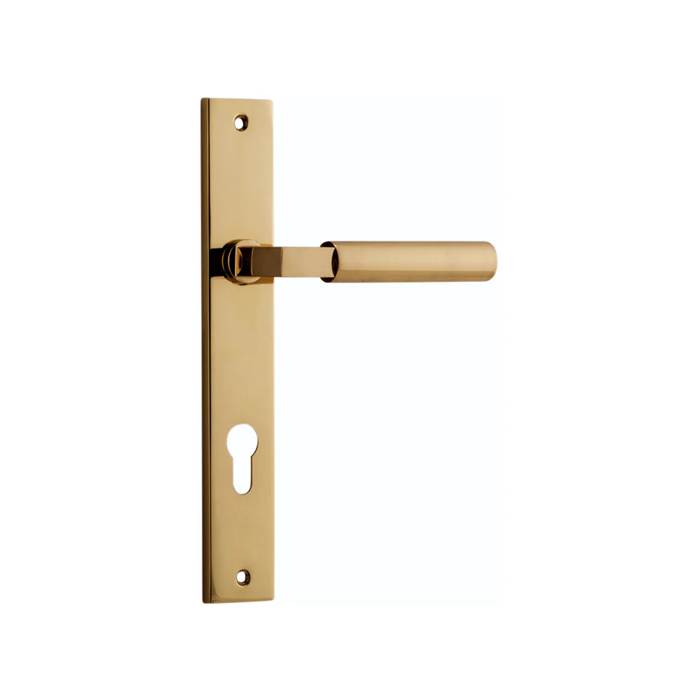Iver Berlin Door Lever Handle on Rectangular Backplate Polished Brass - Image 5