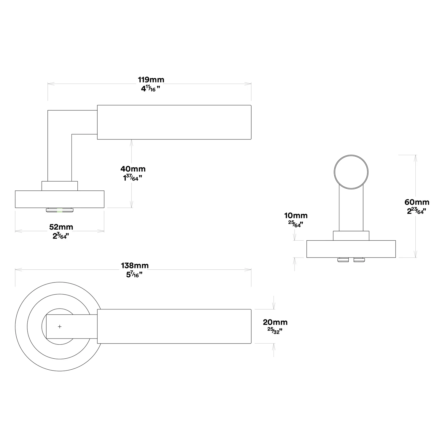 Iver Berlin Door Lever Handle on Round Rose Privacy Kit - Available in Various Finishes - Image 2