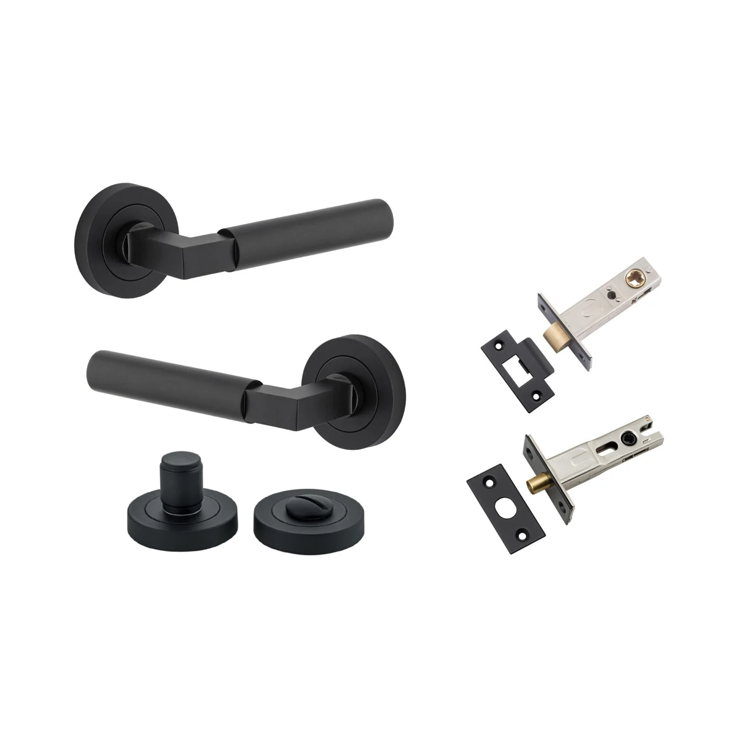 Iver Berlin Door Lever Handle on Round Rose Privacy Kit - Available in Various Finishes - Image 8