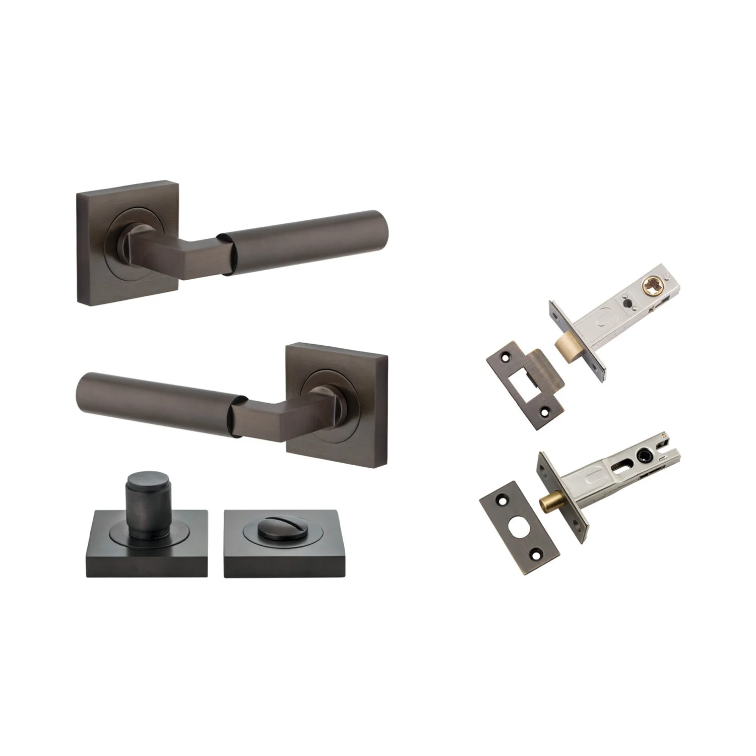 Iver Berlin Door Lever Handle on Square Rose Privacy Kit - Available in Various Finishes - Image 7