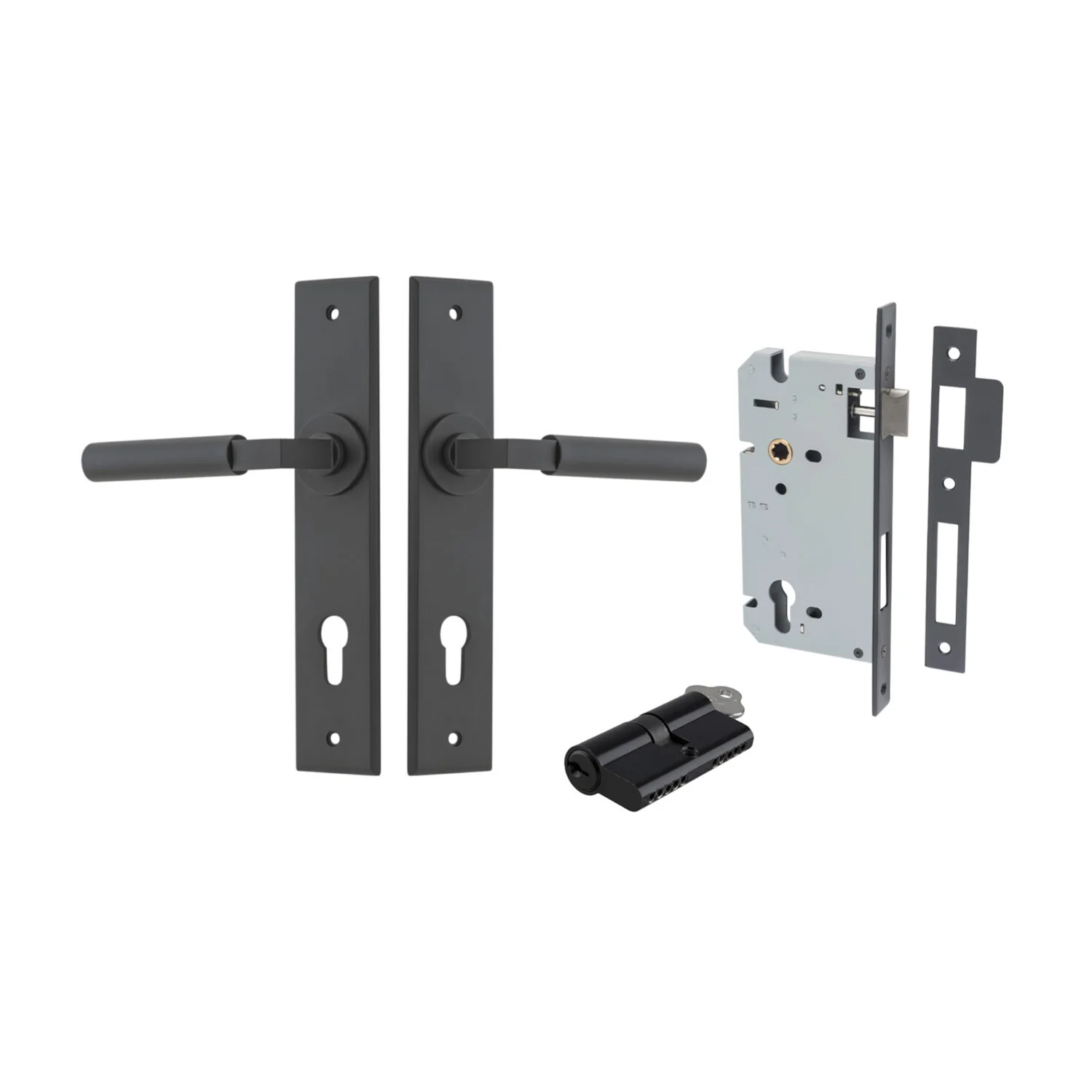 Iver Berlin Door Lever on Chamfered Backplate Entrance Kit Key/Key - Available in Various Finishes - Image 10