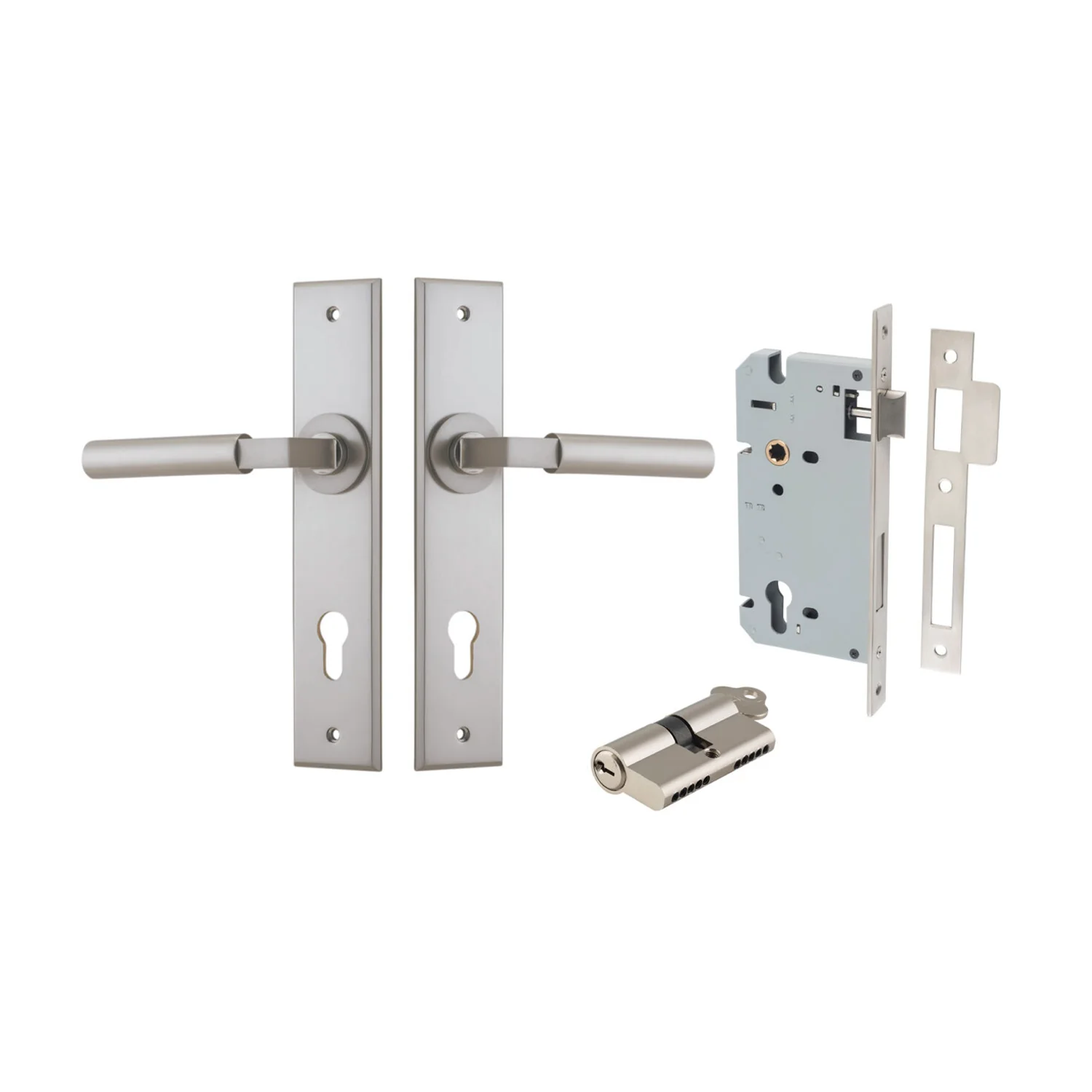 Iver Berlin Door Lever on Chamfered Backplate Entrance Kit Key/Key - Available in Various Finishes - Image 11