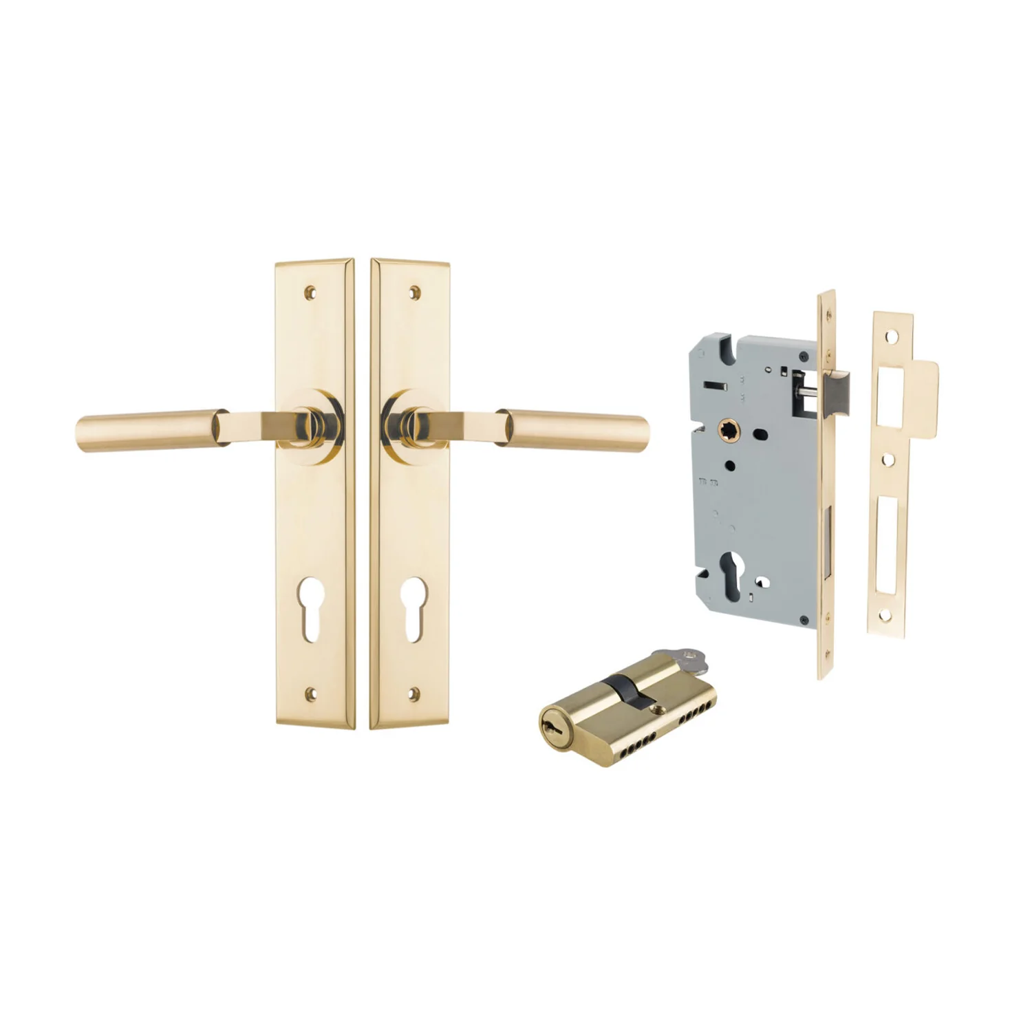 Iver Berlin Door Lever on Chamfered Backplate Entrance Kit Key/Key - Available in Various Finishes - Image 6