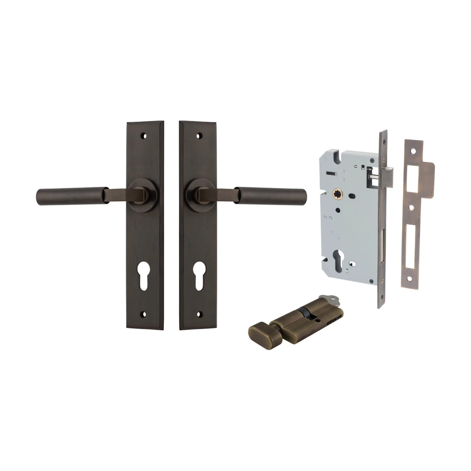 Iver Berlin Door Lever on Chamfered Backplate Entrance Kit Key/Thumb - Available in Various Finishes - Image 7