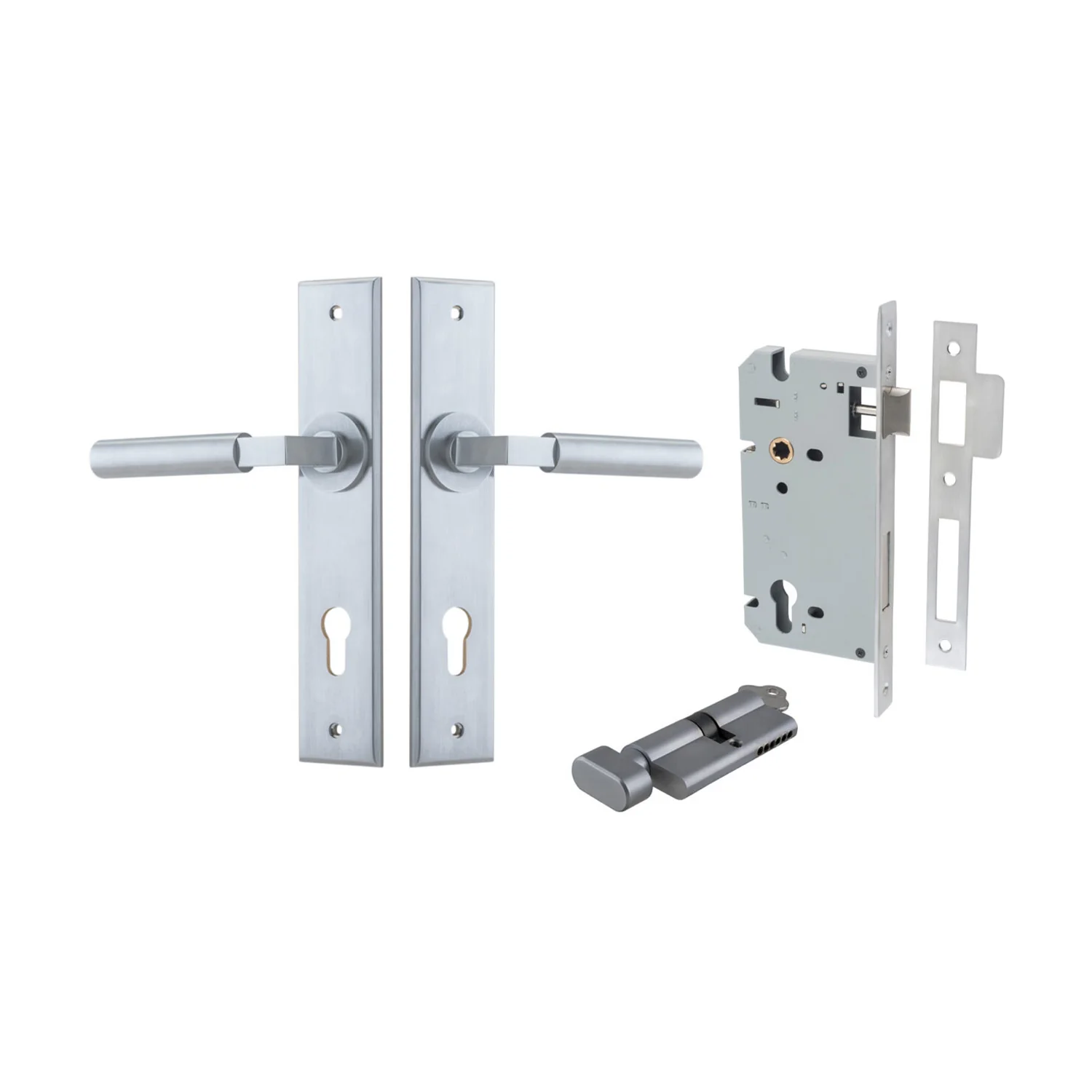 Iver Berlin Door Lever on Chamfered Backplate Entrance Kit Key/Thumb - Available in Various Finishes - Image 9