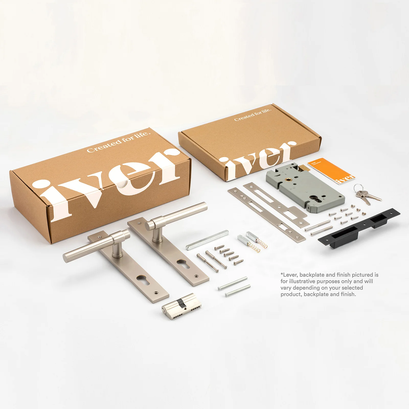 Iver Berlin Door Lever on Rectangular Backplate Entrance Kit Key/Key - Available in Various Finishes - Image 2