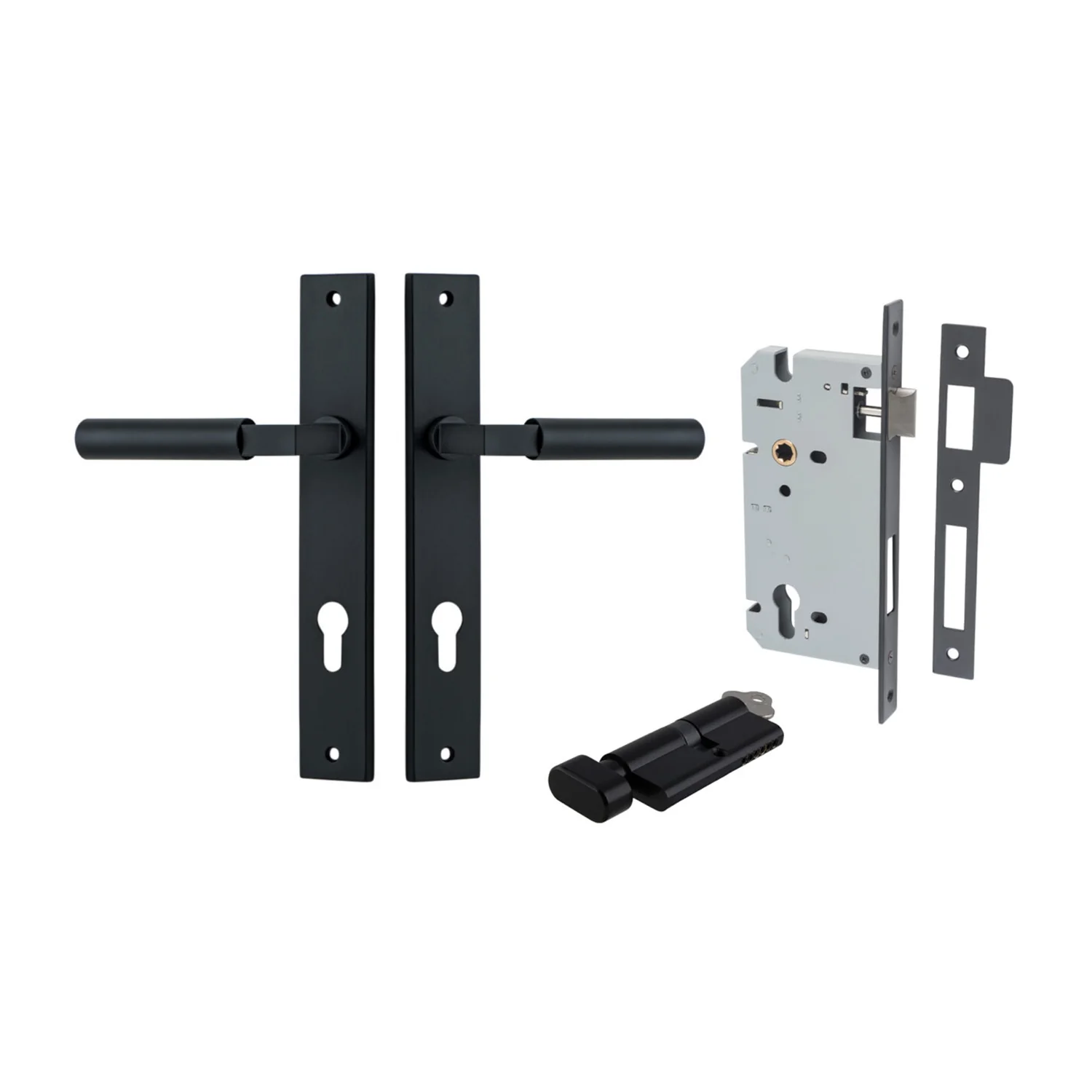 Iver Berlin Door Lever on Rectangular Backplate Entrance Kit Key/Thumb - Image 10