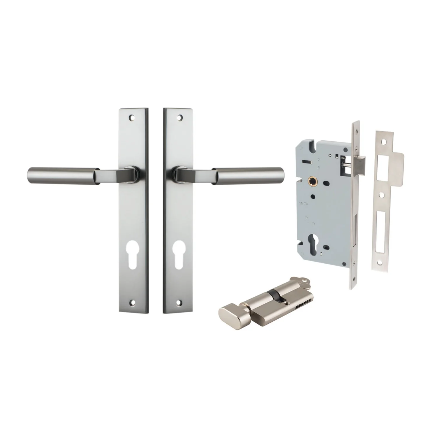 Iver Berlin Door Lever on Rectangular Backplate Entrance Kit Key/Thumb - Image 11
