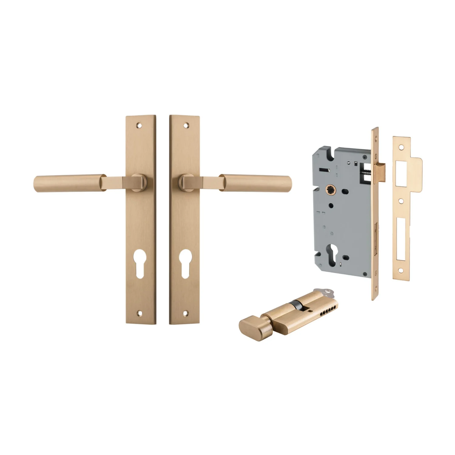 Iver Berlin Door Lever on Rectangular Backplate Entrance Kit Key/Thumb - Image 12