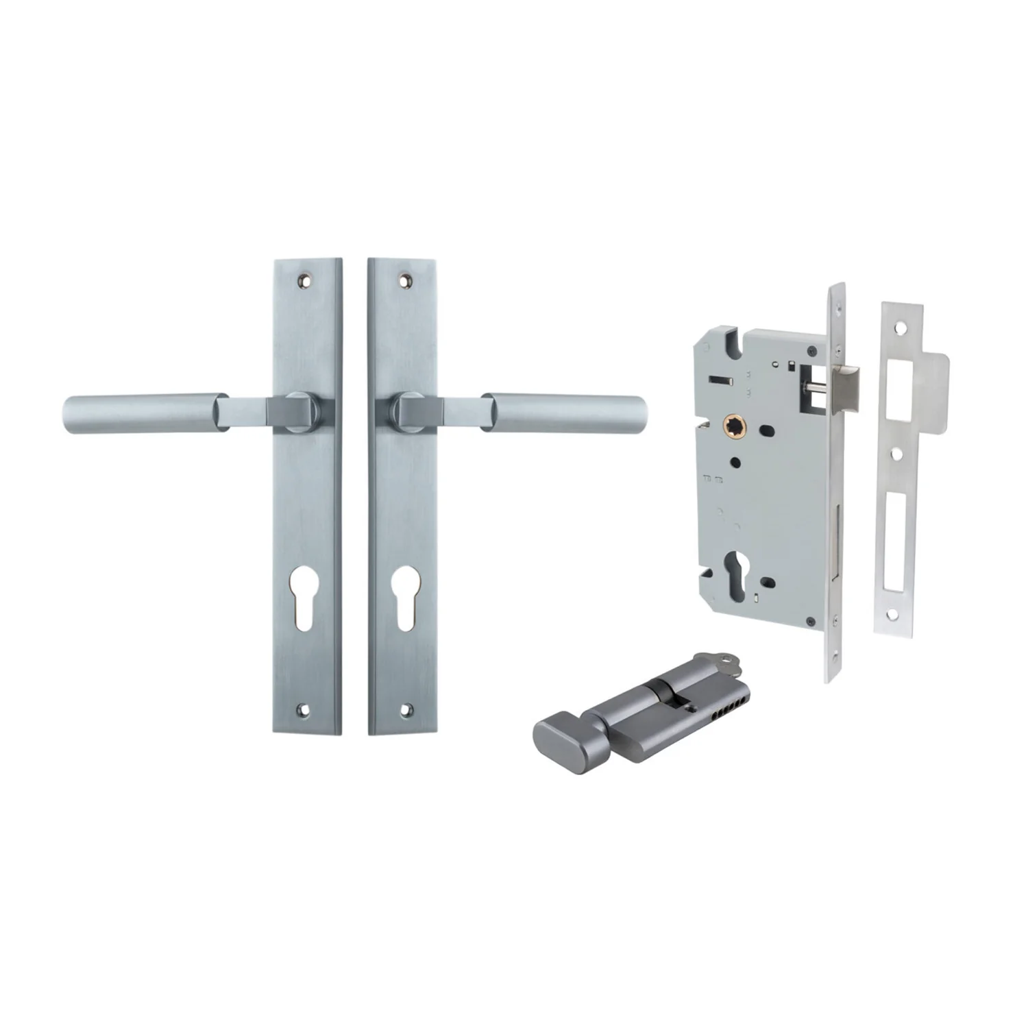 Iver Berlin Door Lever on Rectangular Backplate Entrance Kit Key/Thumb - Image 9