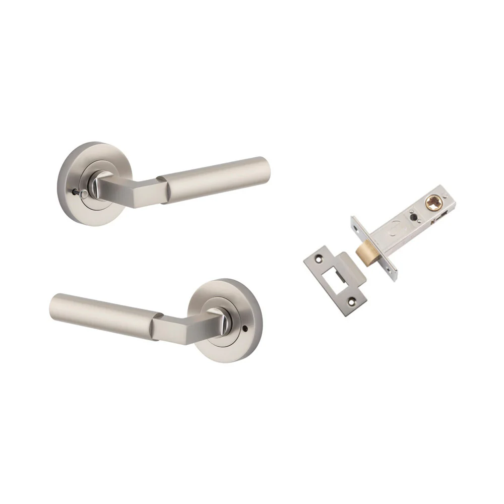 Iver Berlin Door Lever on Round Rose Inbuilt Privacy Kit 60mm Backset - Image 10