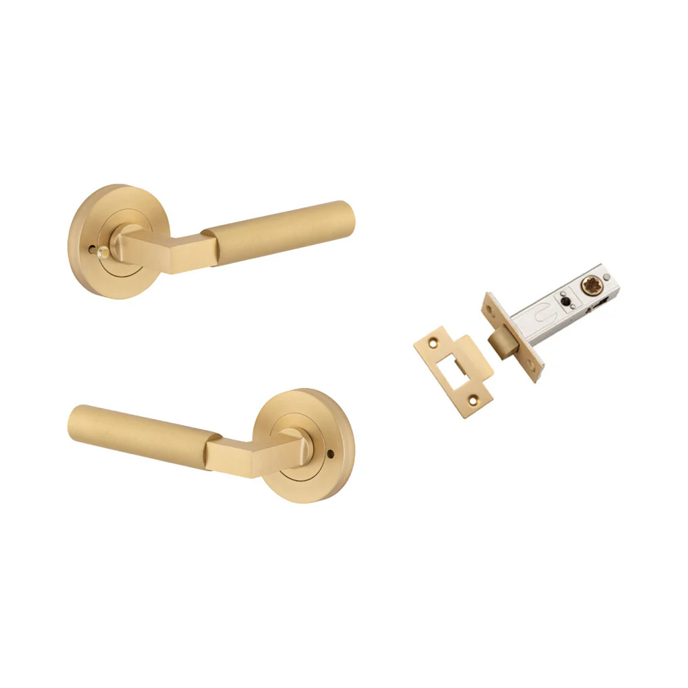 Iver Berlin Door Lever on Round Rose Inbuilt Privacy Kit 60mm Backset - Image 11