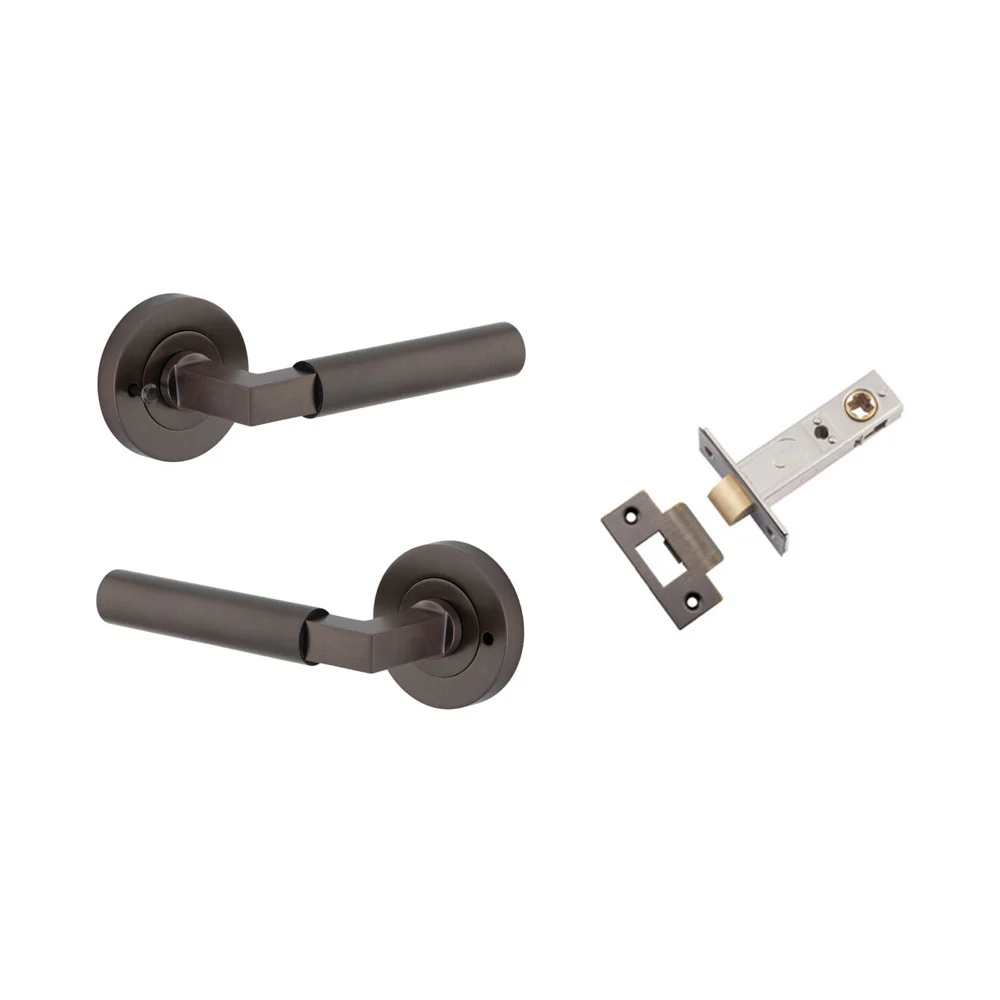 Iver Berlin Door Lever on Round Rose Inbuilt Privacy Kit 60mm Backset - Image 6